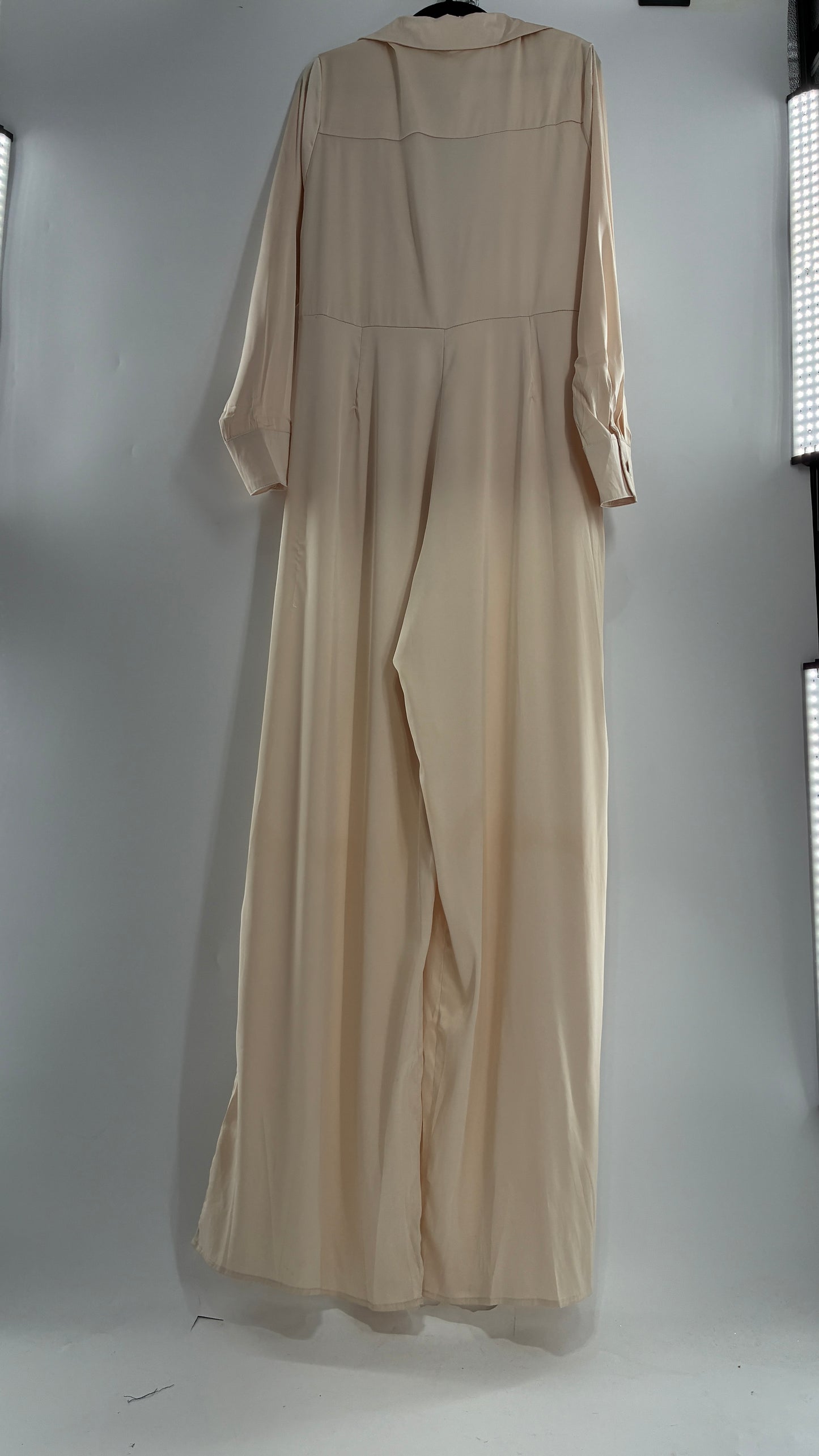 FASHION NOVA Silky Champagne Wide Leg Jumpsuit (XXL)