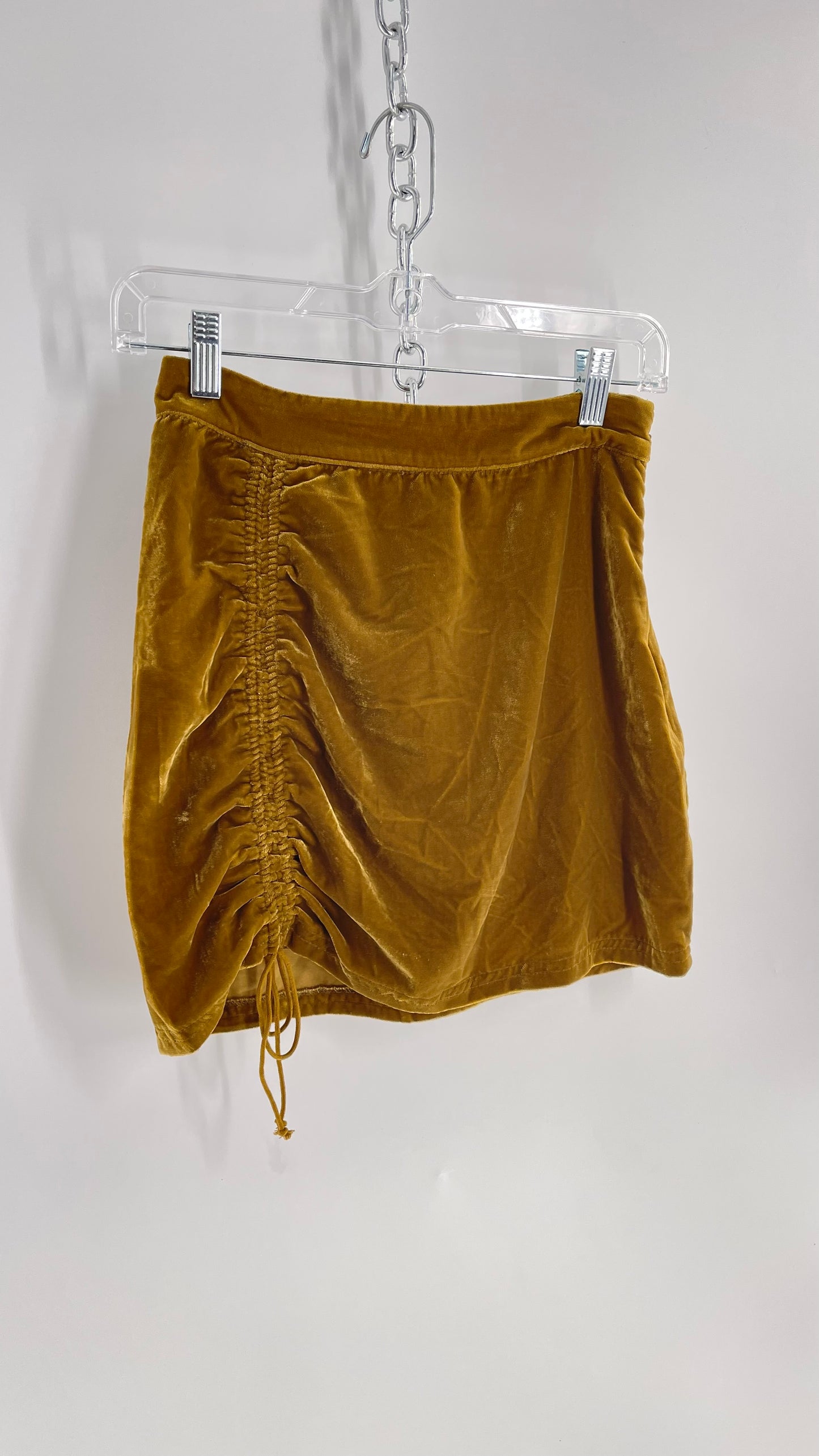 Free People Mustard Velvet Ruche Side Skirt (0)