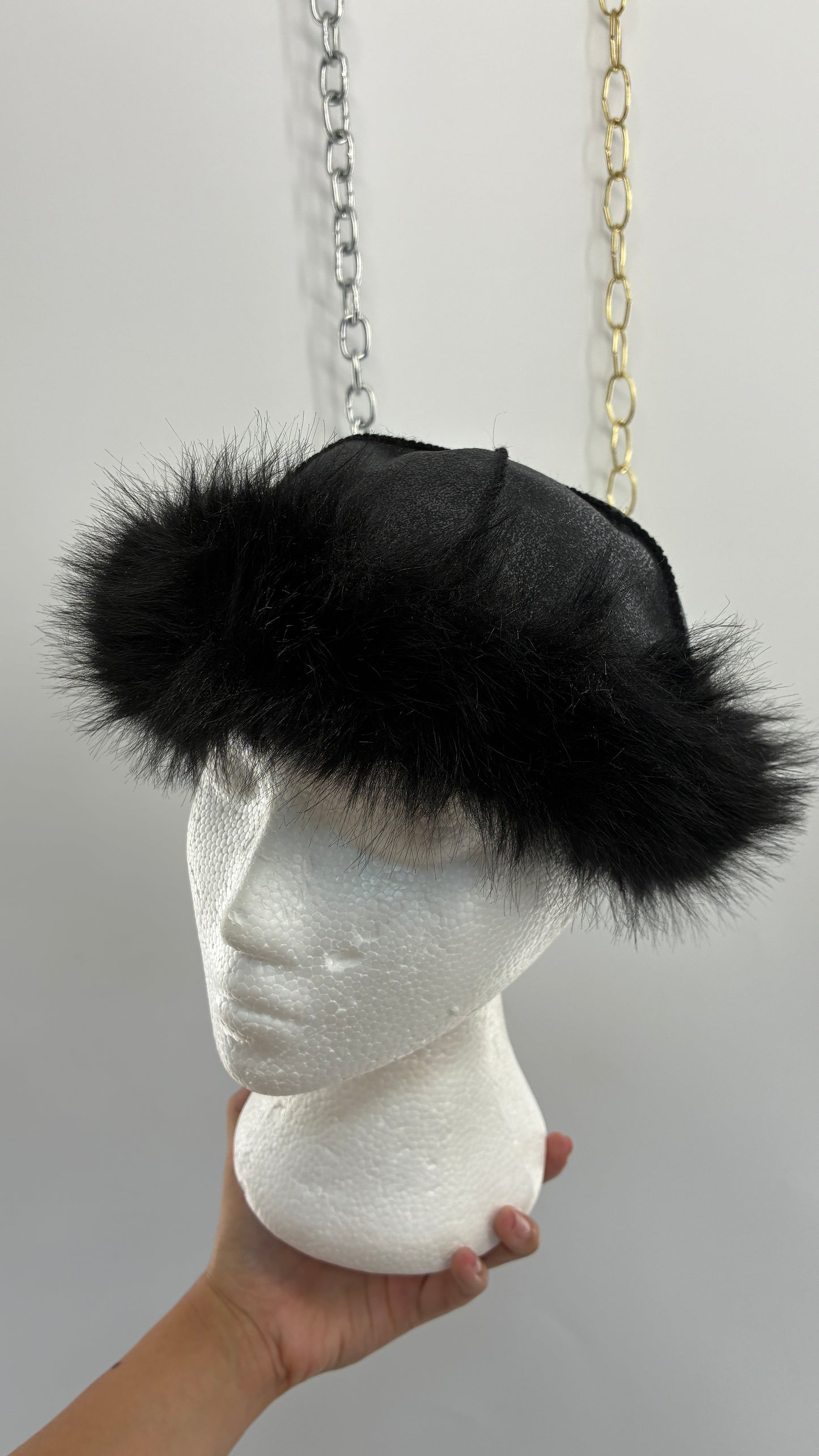 Vintage Faux Fur Cap with Thick Banded Trim