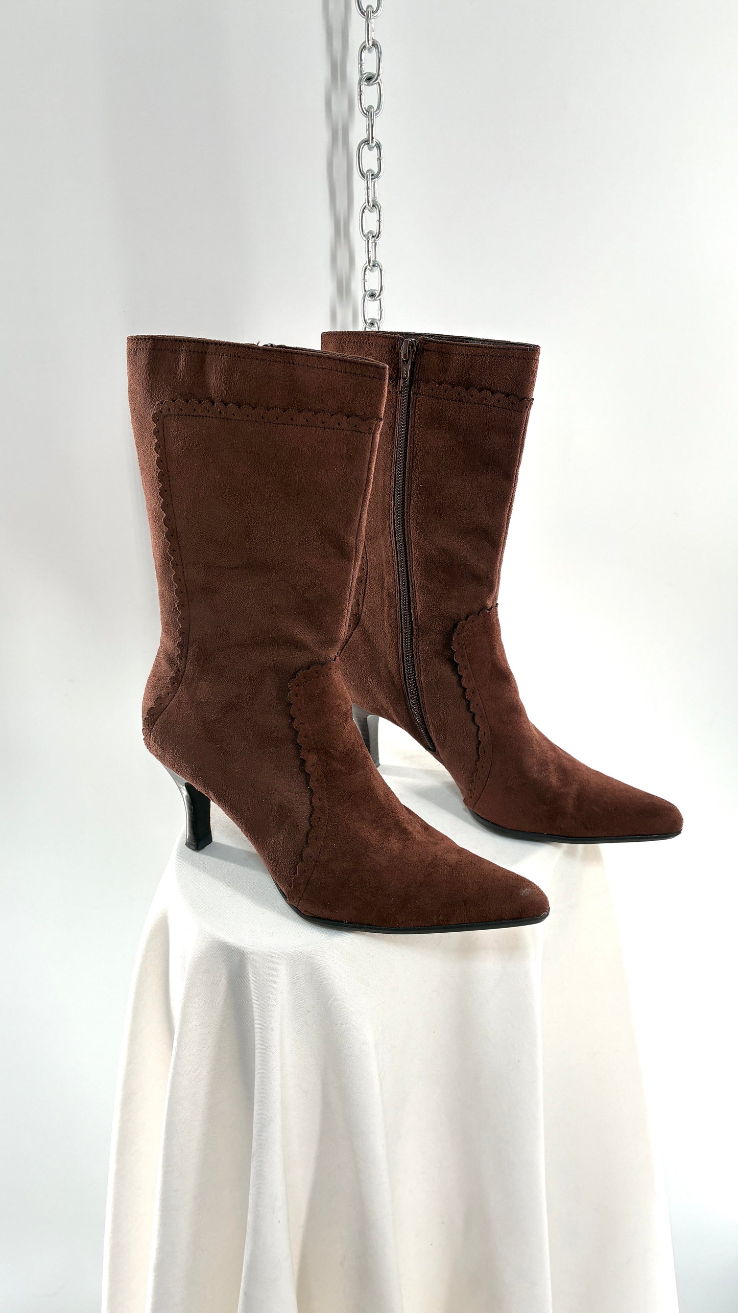 Vintage GEORGE Vegan Suede Scalloped Edge Boot (8)