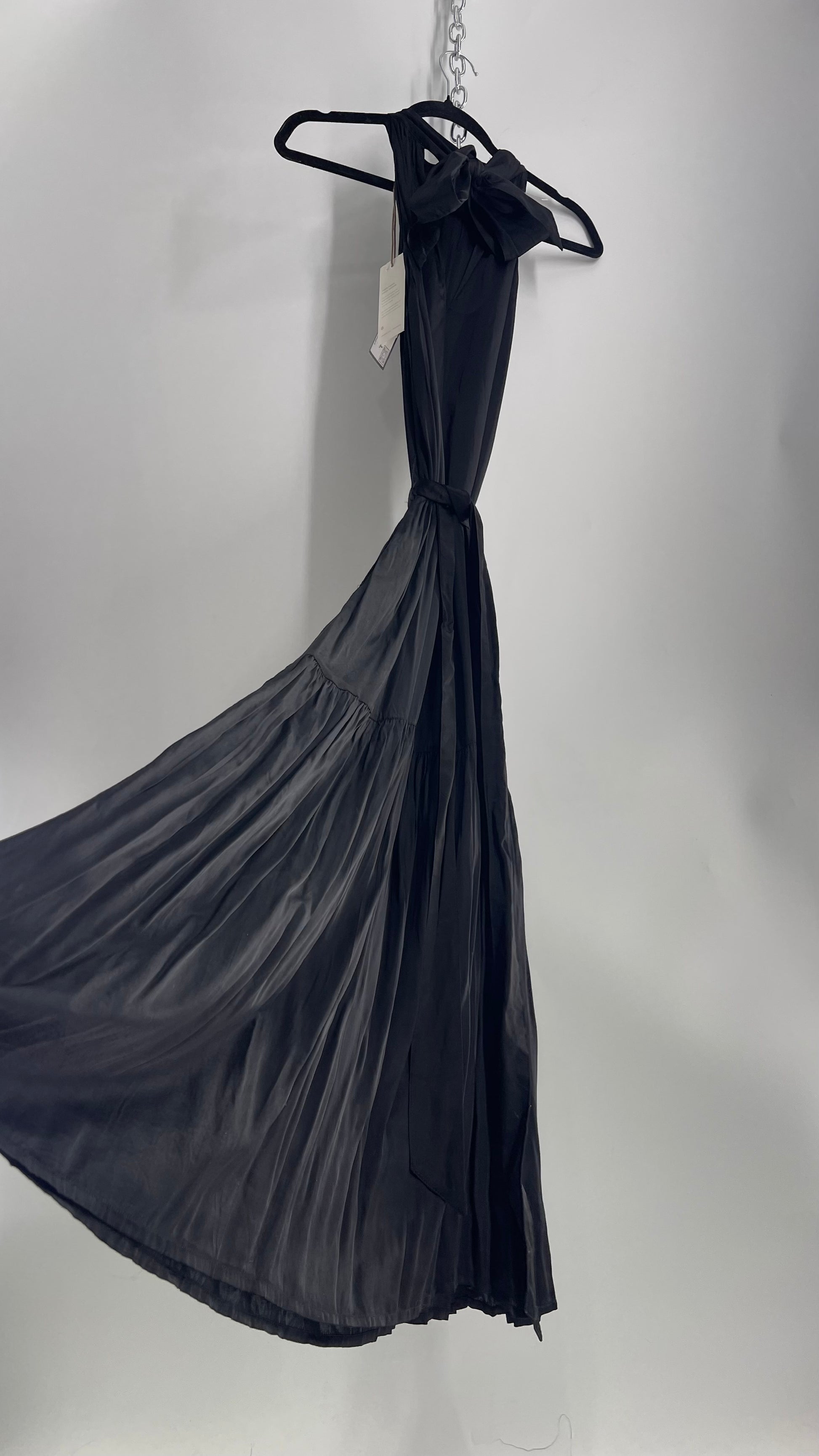 Cleobella Black Silky Shiny Full Length Gown with Tags Attached (Small – The Thrifty Hippy