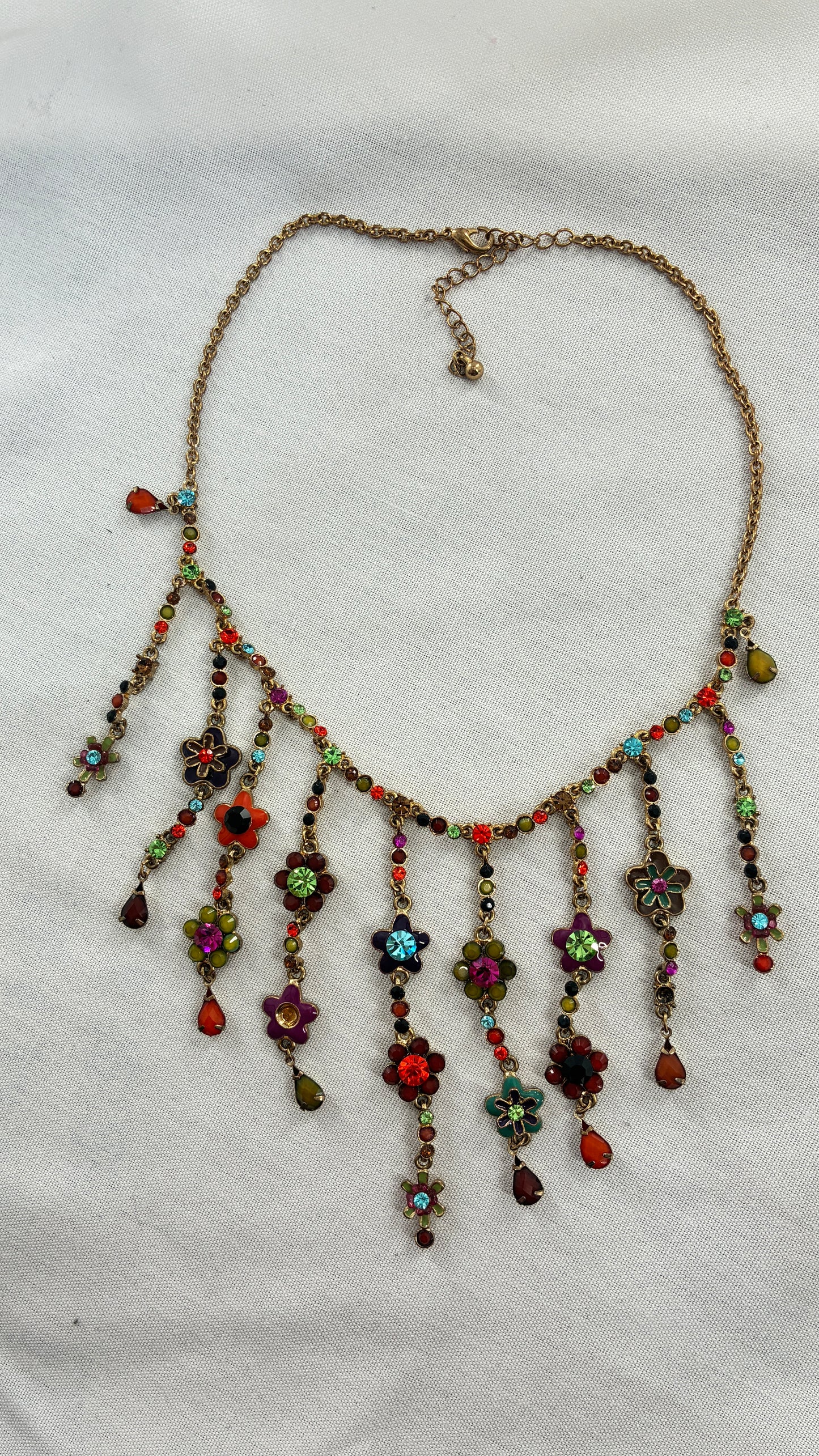 Vintage MICHAEL NEGRIN f Cascading Florals Gemstone Necklace