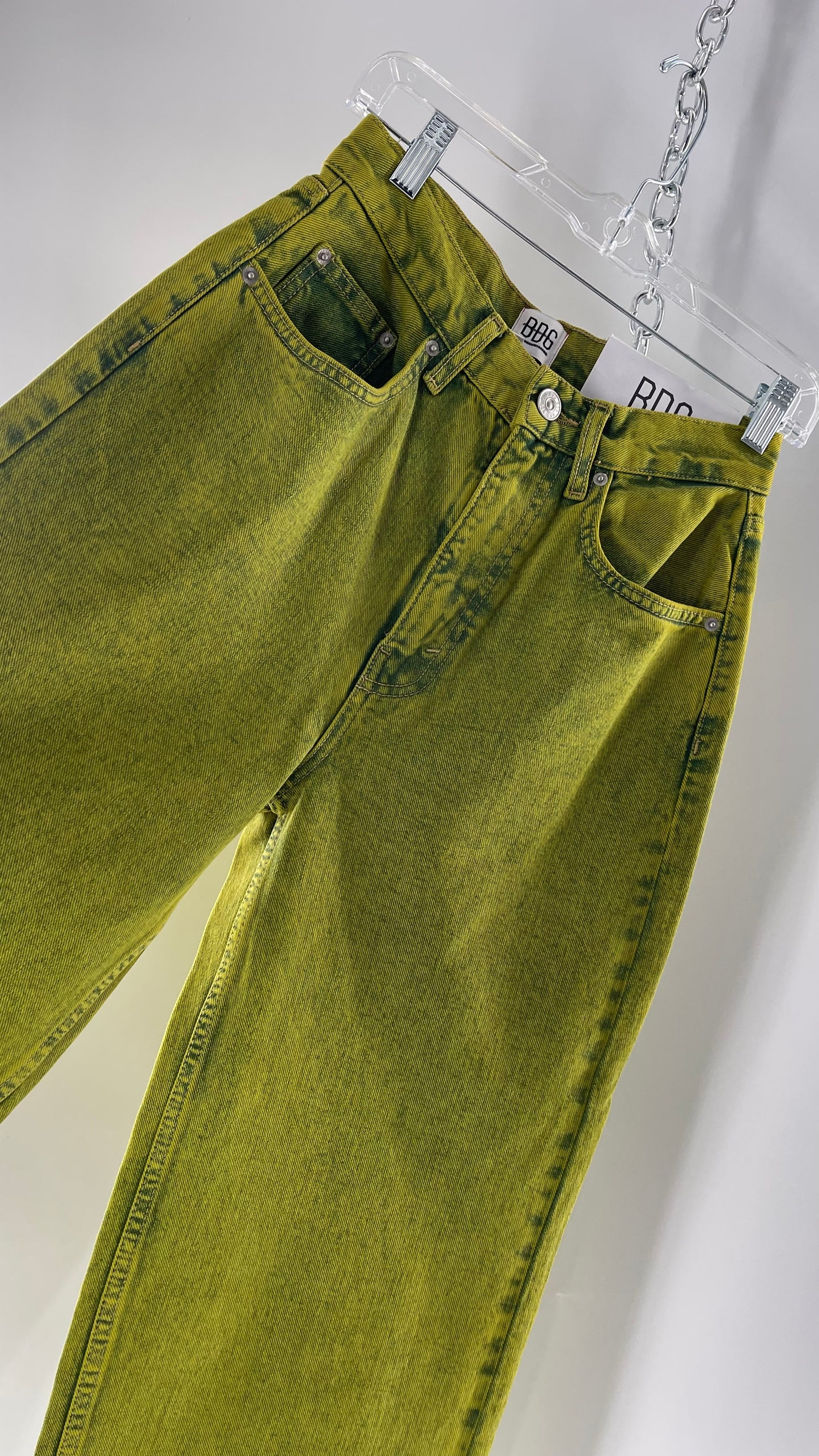 Slime Green Acid Wash High Rise Baggy BDG Urban Outfitters Jeans  (27)