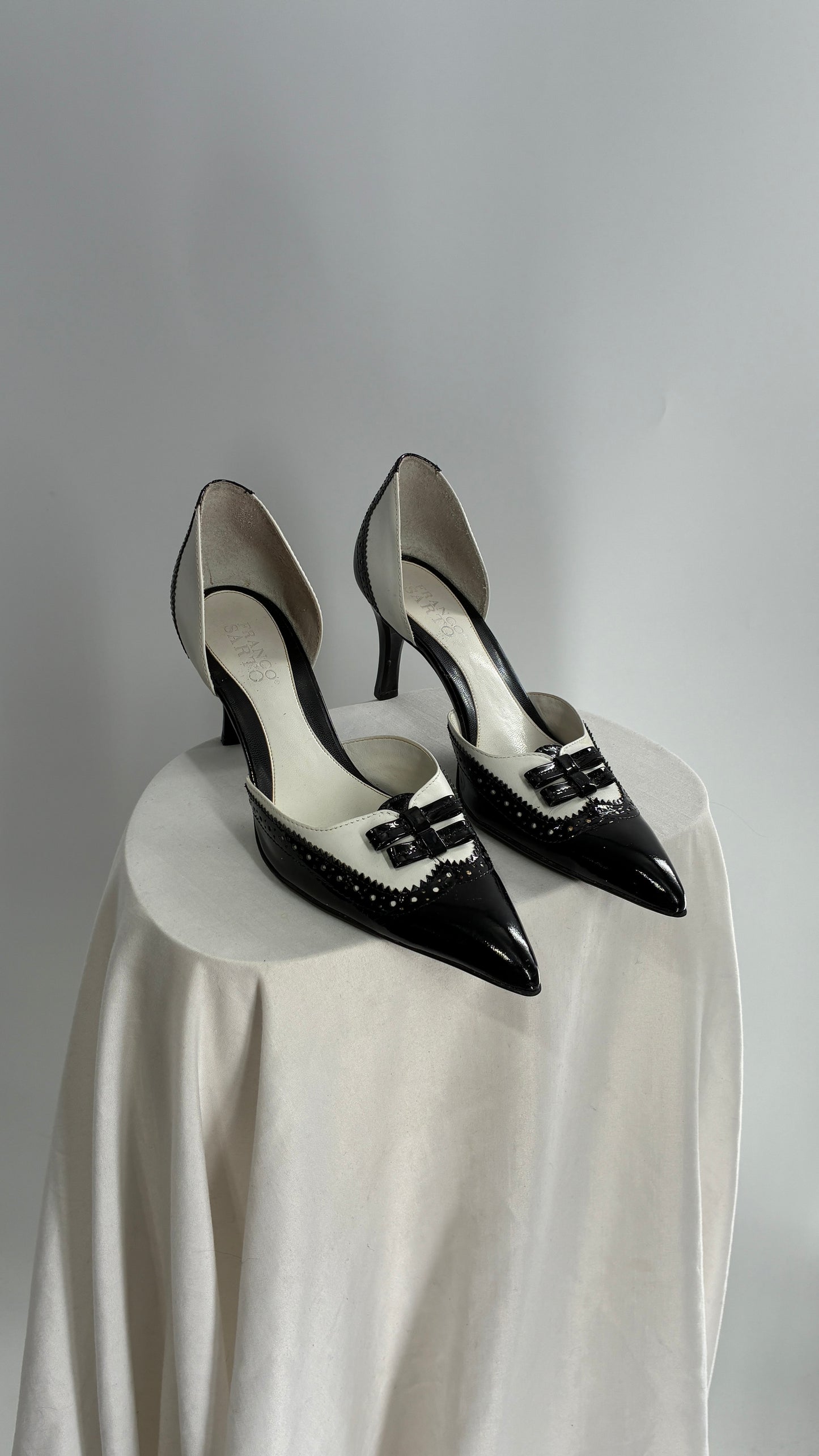 Vintage Franco Sarto Black and White Pointed Toe Tuxedo Heel (8)