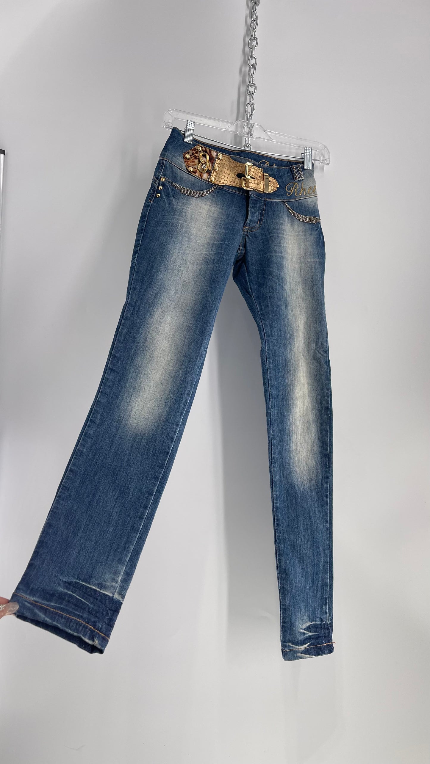 Vintage Brazilian Rhero Jean with Gold Leopard Buckle and Bum Chain (36)