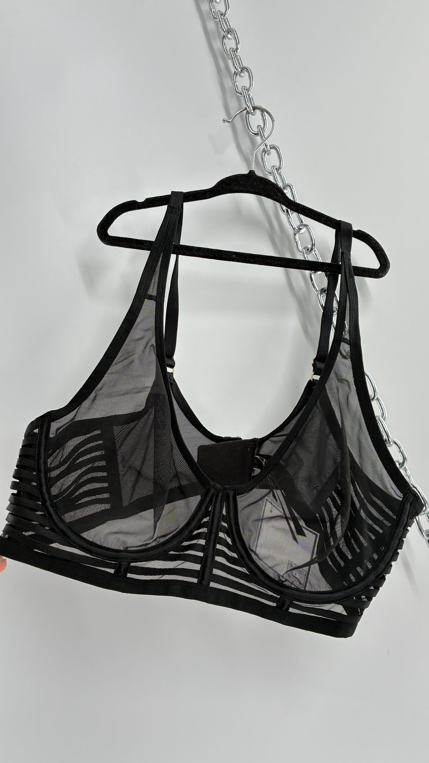 Vintage Victoria’s Secret Underwire Black Mesh Bandage Bra (38C)