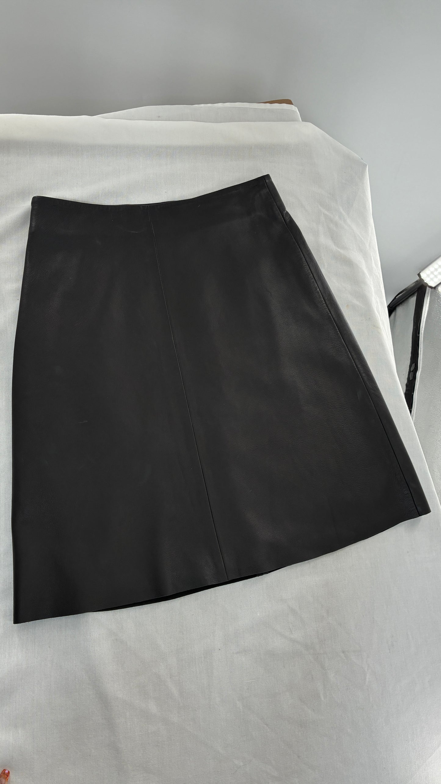 IRIS & INK 100% Black Lamb Leather Skirt (10)