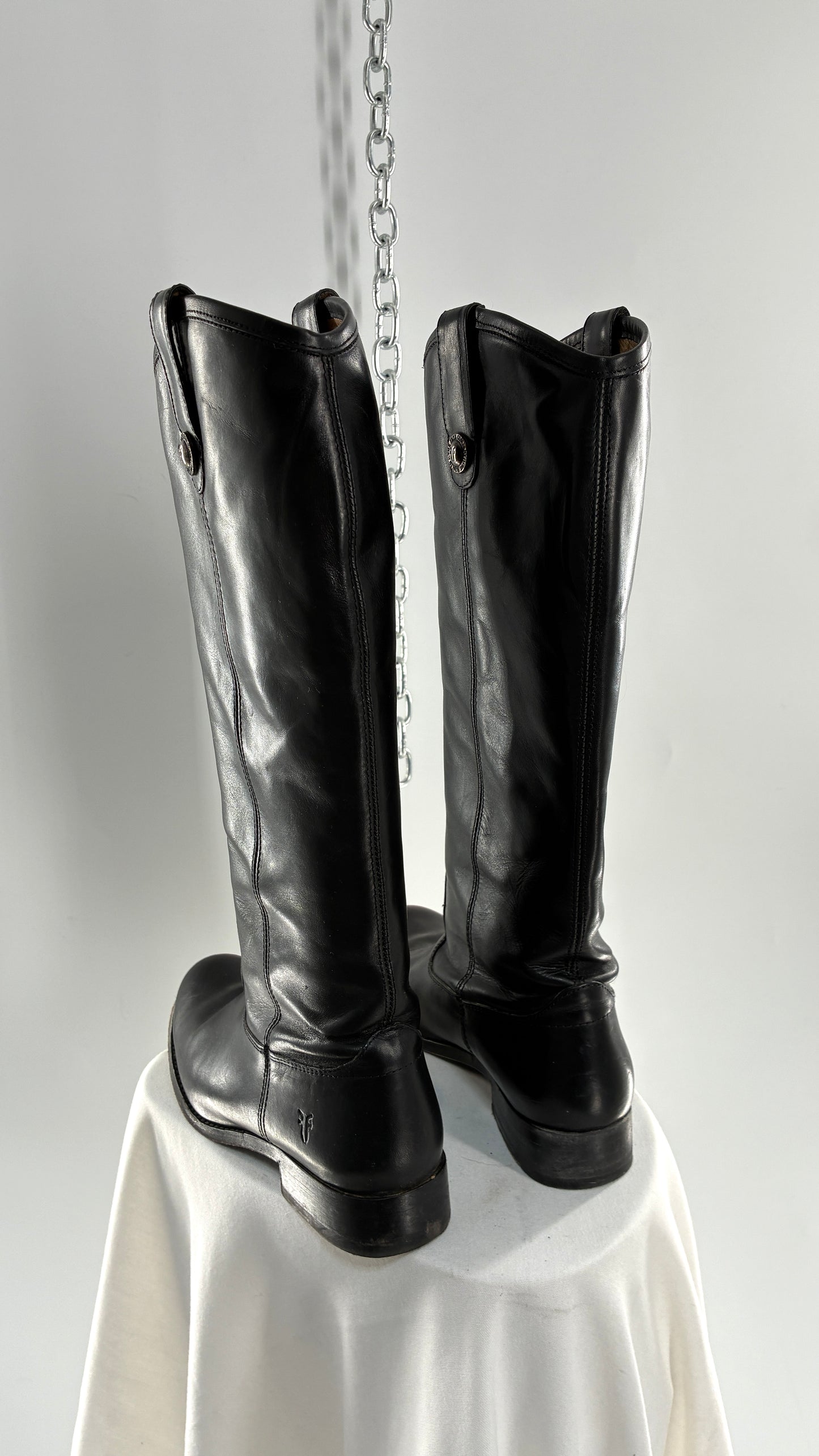 Vintage FRYE Melissa Tall Black Leather Button Boot Made in Mexico (7.5)