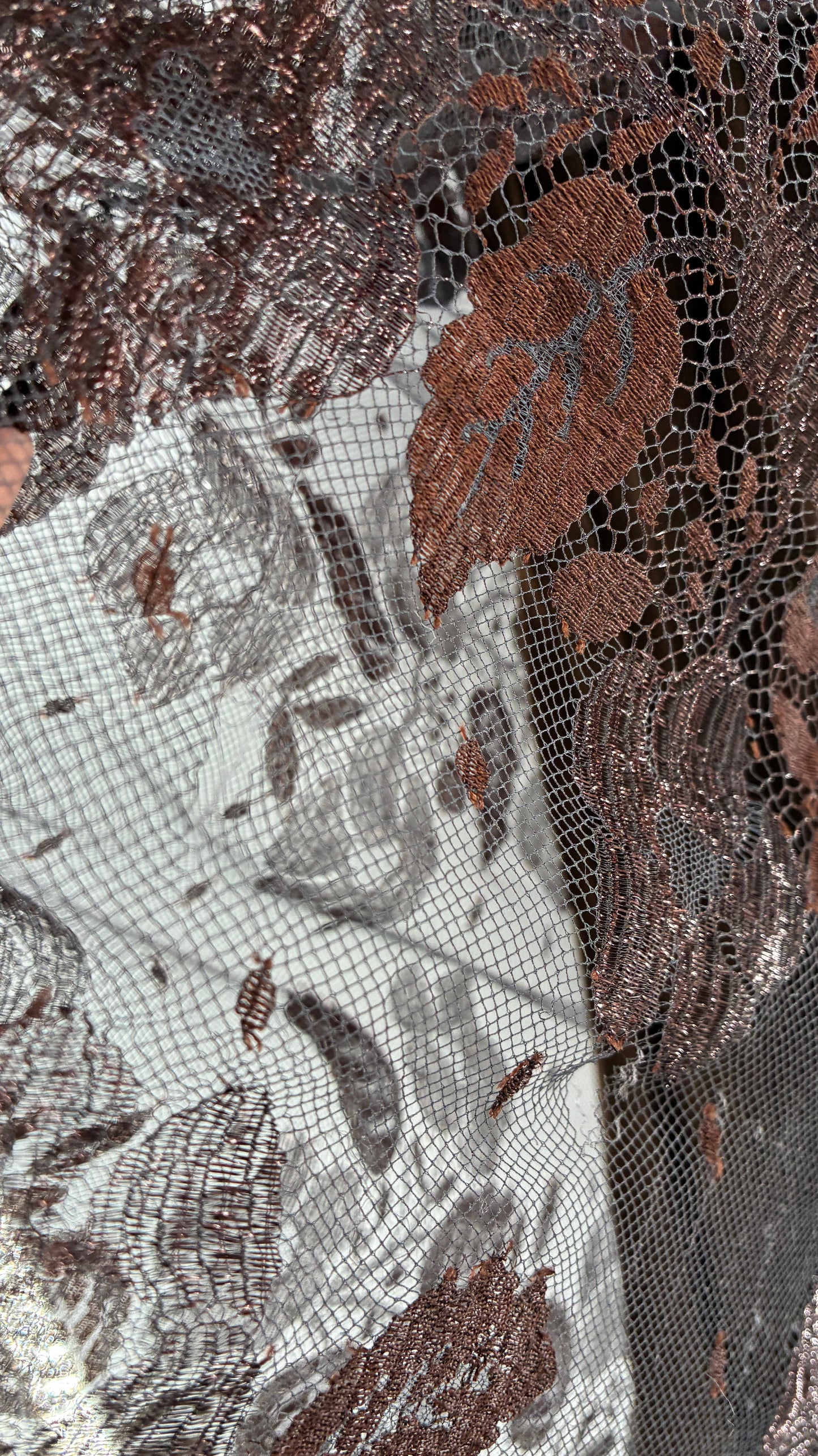 Vintage Brown Bronze Metallic Lace Skirt (S/M)