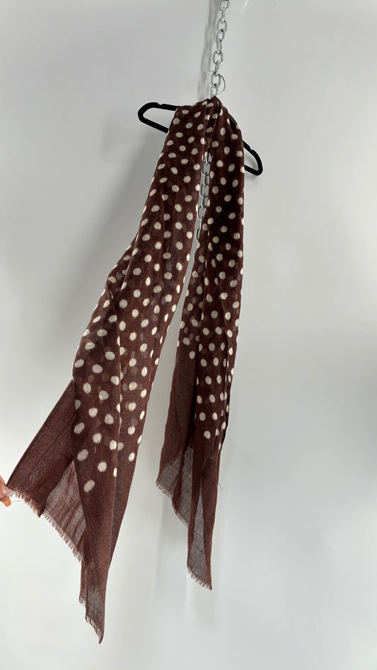Vintage Brown Polka Dot Sheer Knit Scarf