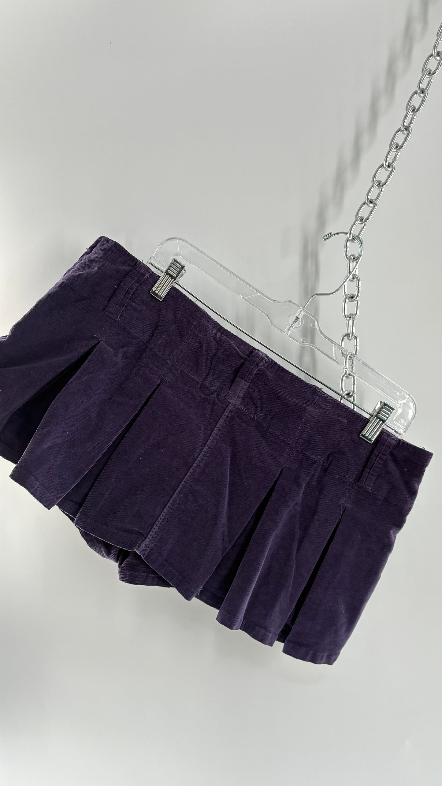 Free People Purple Corduroy Pleated Micro Mini Skirt with Built in Shorts (6)