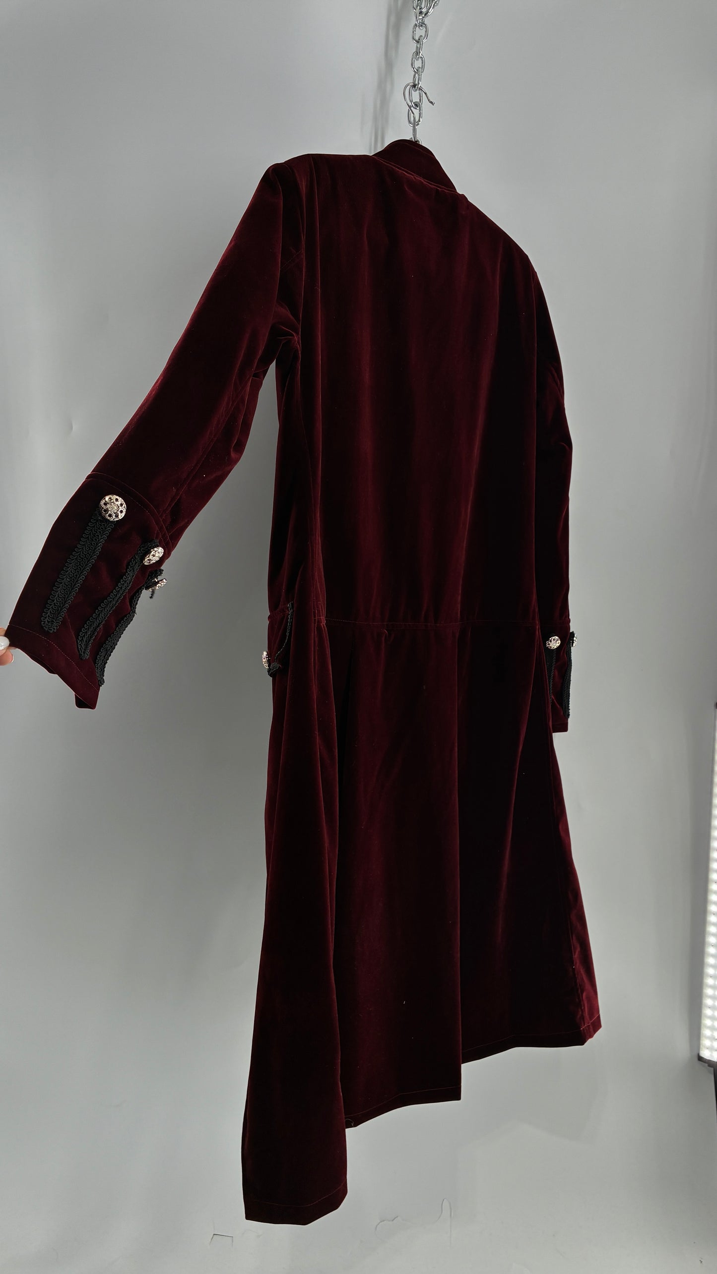 Velour Crimson Steampunk Drummer Coat (XL)