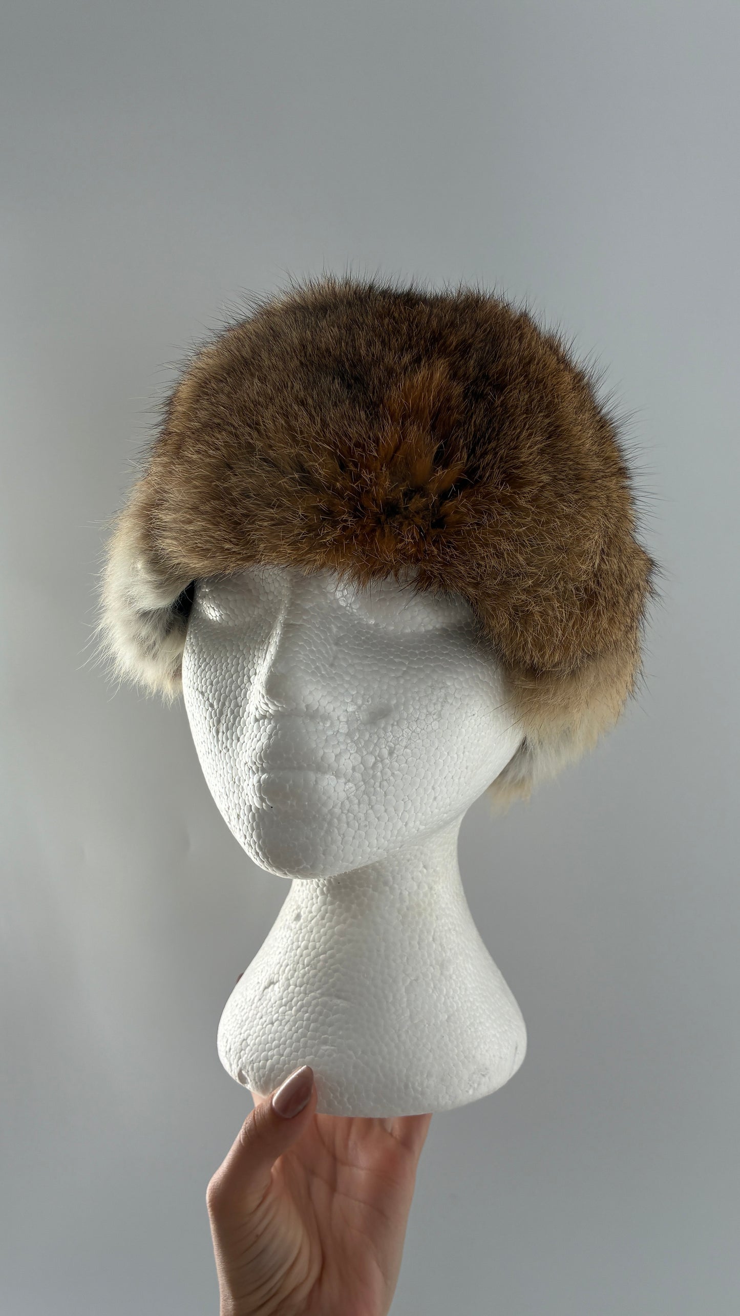 Deadstock Vintage 1960s ADOLFO II New York Paris Genuine Rabbit Fur Capulet Hat