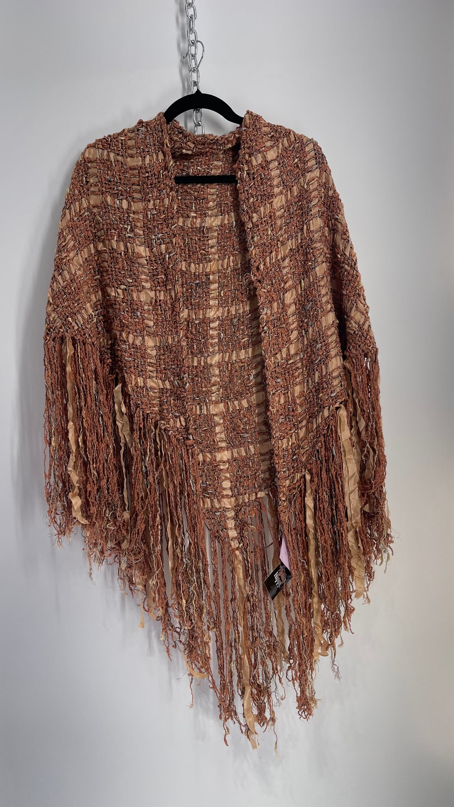 Vintage Fringed Scarf/Cape Benefits Hand Woven by Bob Gibson and Jon Fivecoat (One Size)