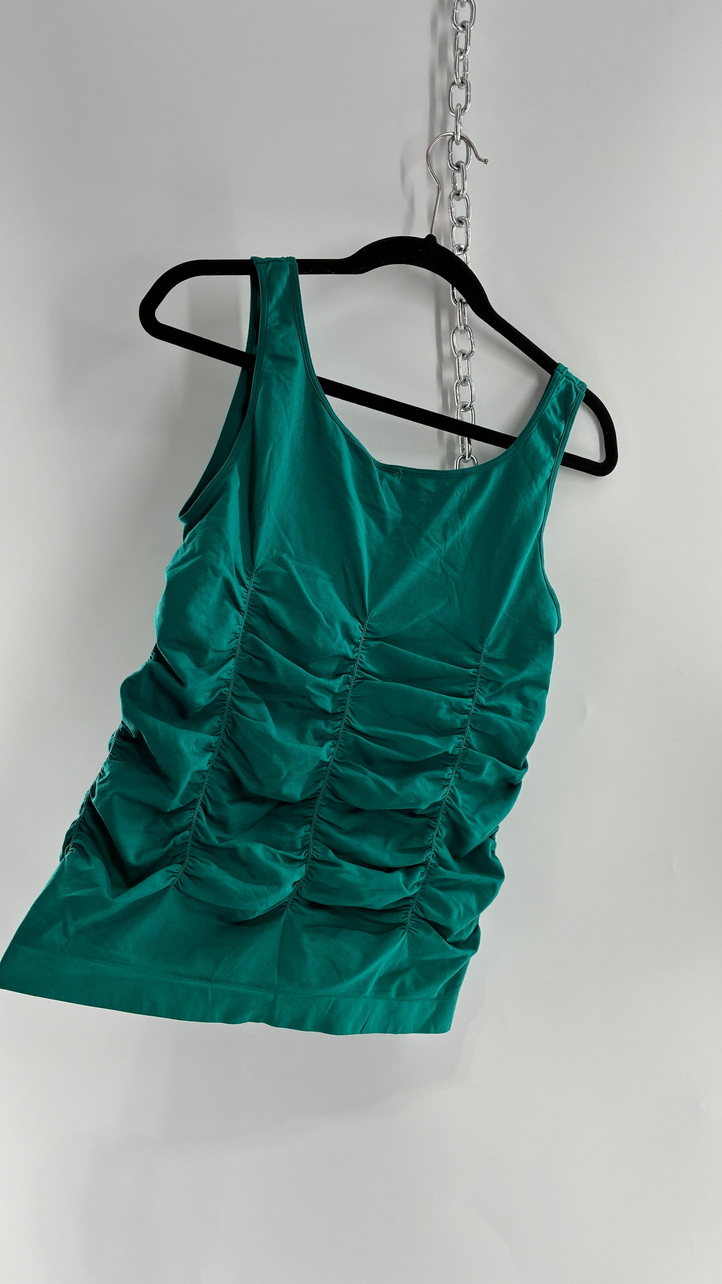 Vintage LEGACY Jewel Toned Teal Ruched Sleeveless (XL)