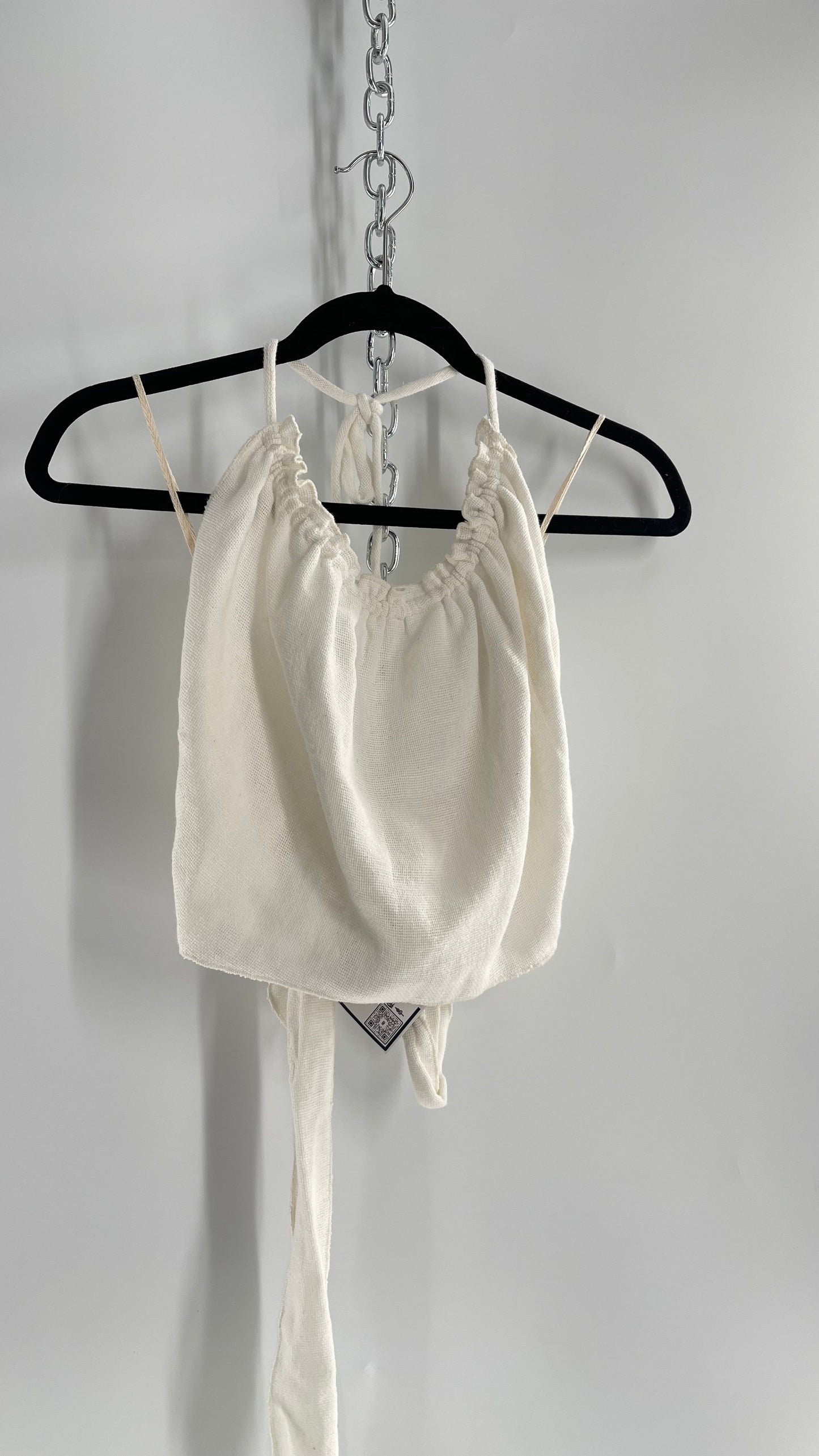 Free People White 100% Cotton Backless Halter (XS)