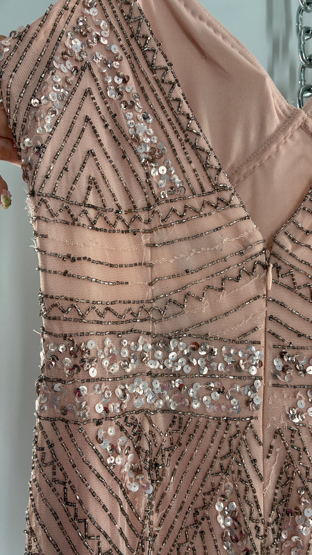 Vintage MARINA Dusty Pink Beaded Gown (2)