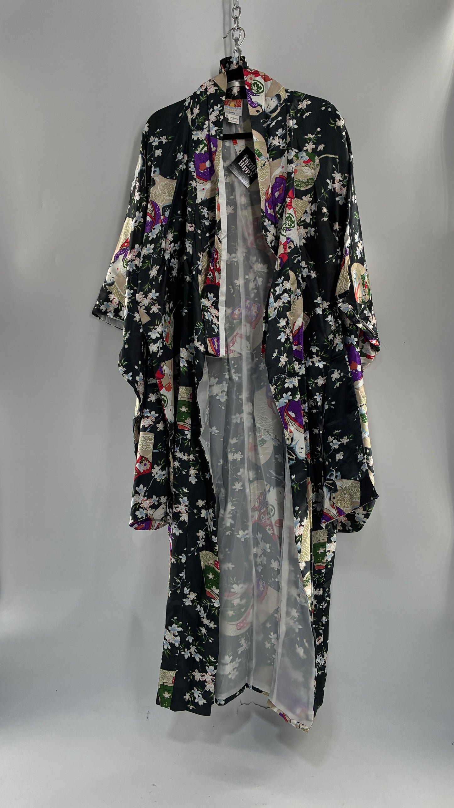 Deadstock Vintage Japanese Style Drape Sleeve Duster Robe/Kimono with Tags Attached (One Size)