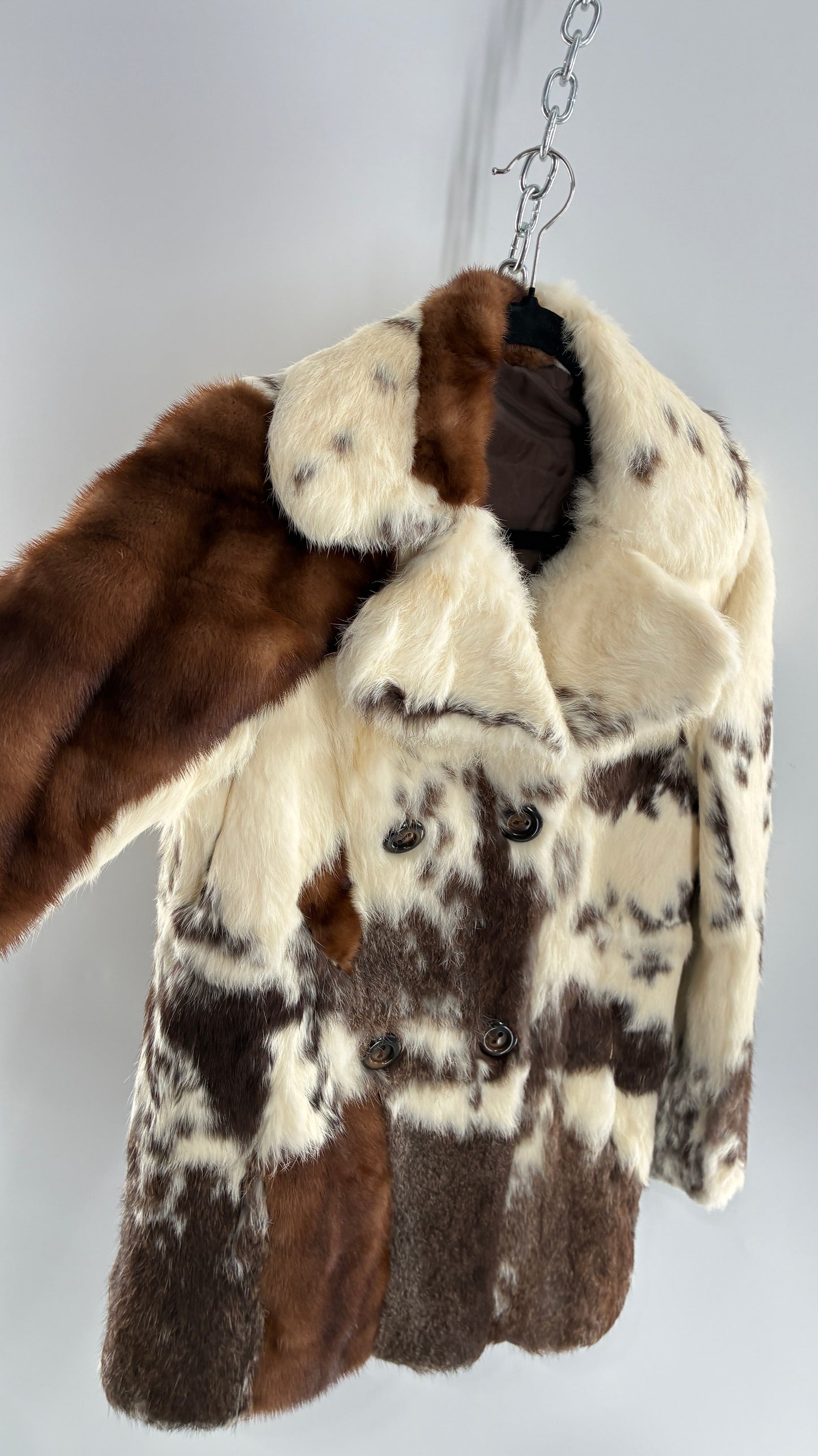 Vintage No Tags Handmade Patchwork Genuine Fur Coat (Medium)