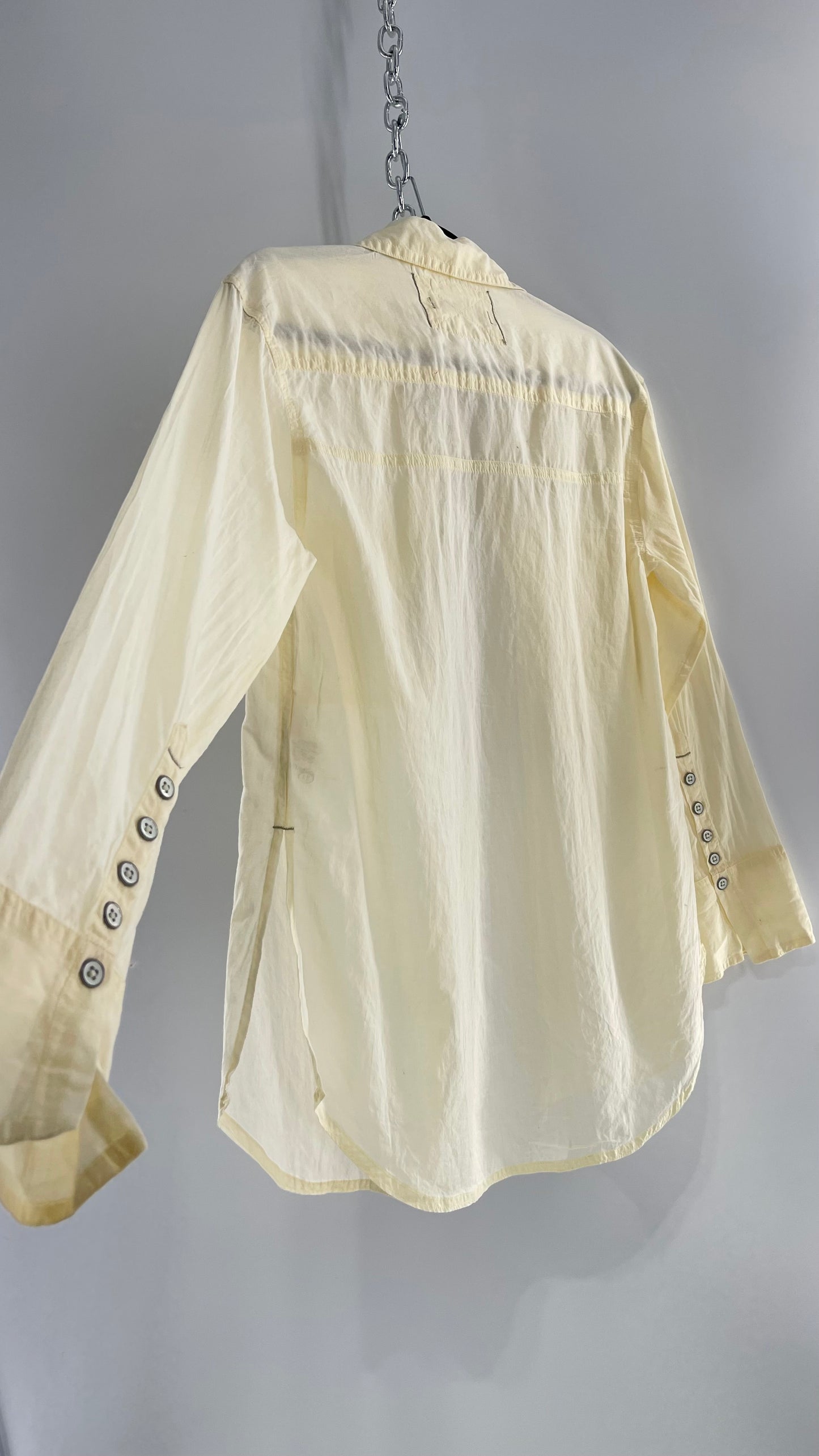 Free People Baby Yellow Sheer 100% Cotton Beachy Button Up with Tags Attached (XS)