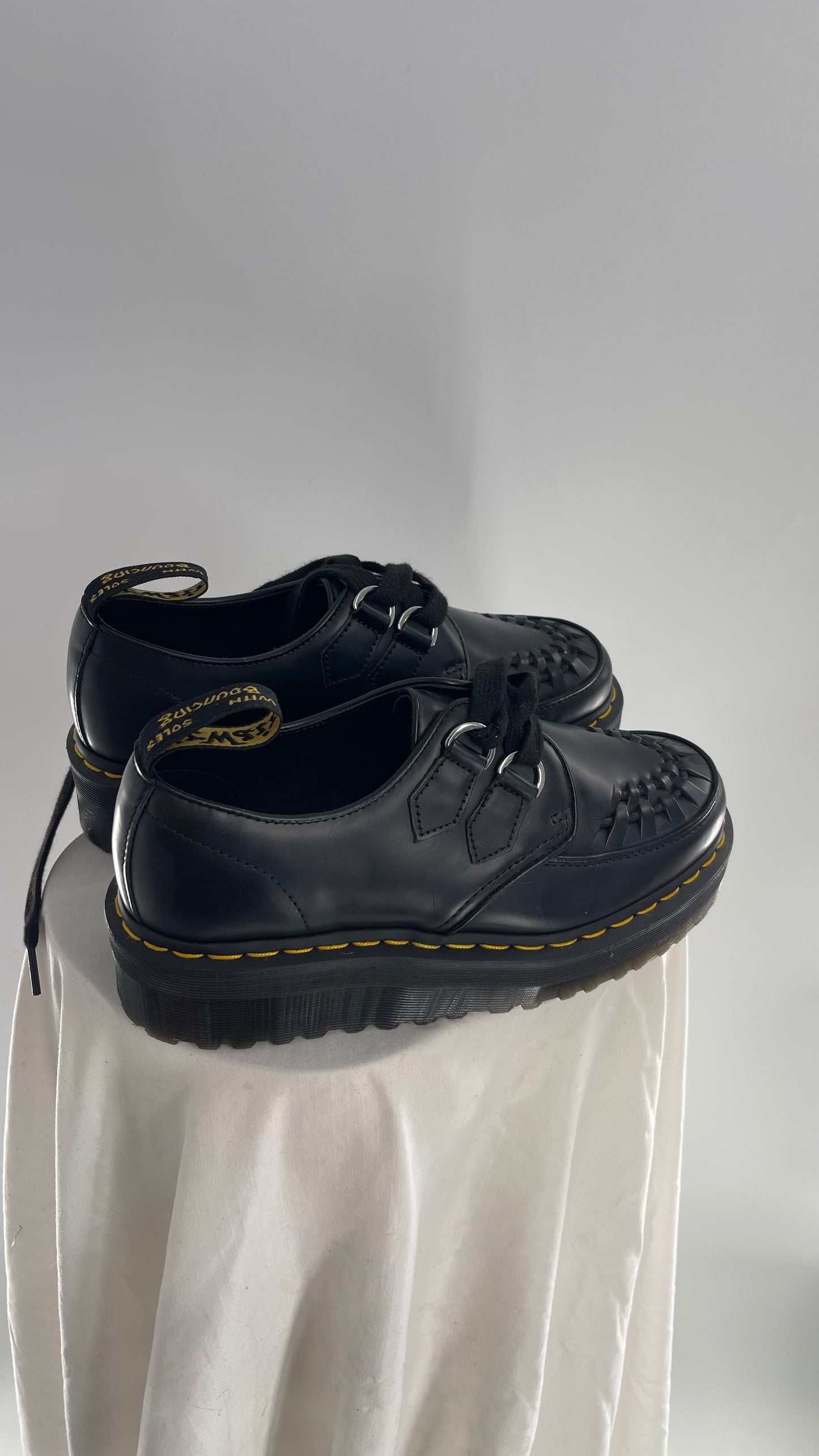 Dr.Martens NWOT Black Patent Leather Platform/Creeper Oxfords (8L 7M)