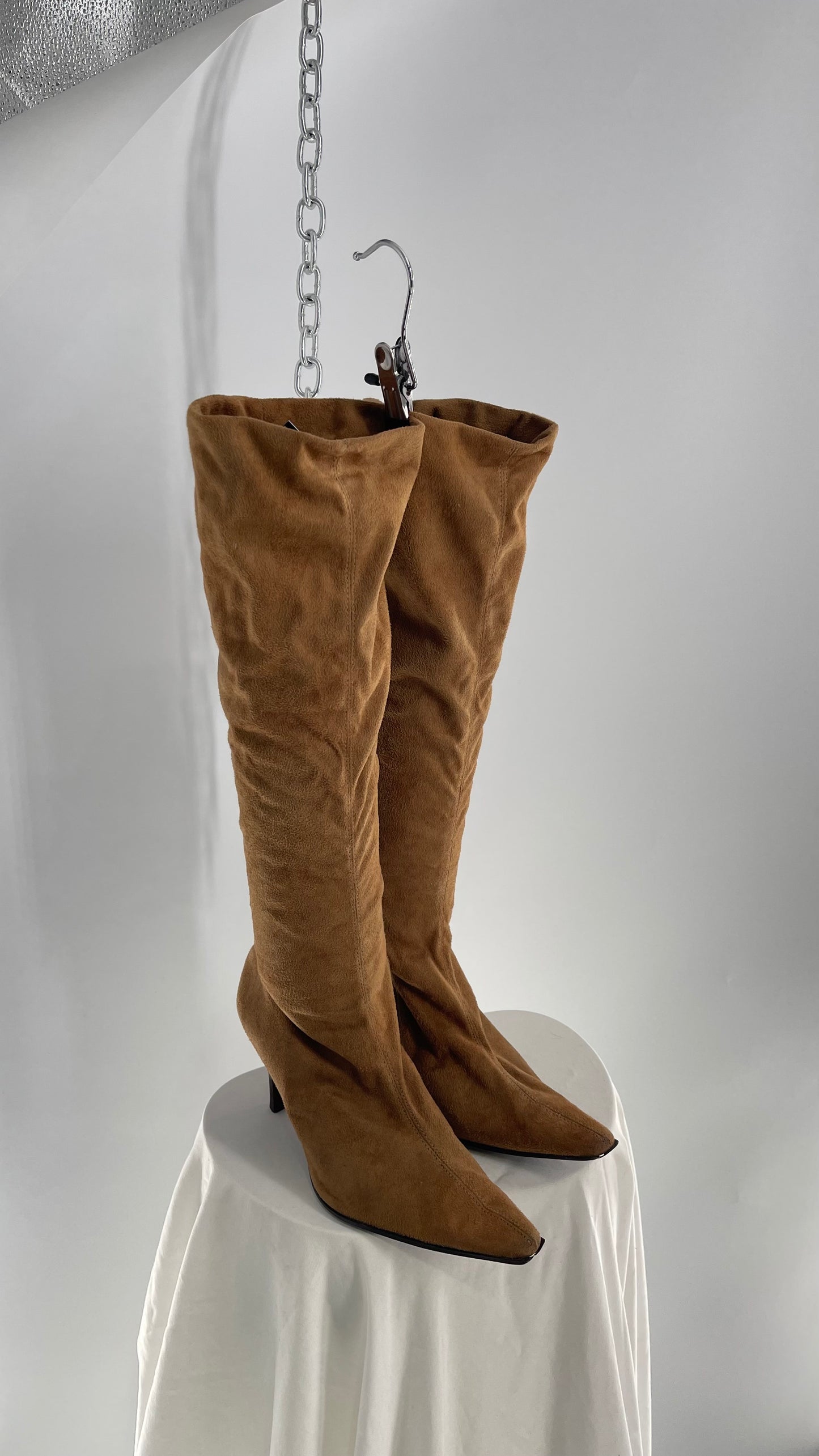 Vintage Apt 9 Tall Tan Pointed Toe Skinny Heel Boots(6)