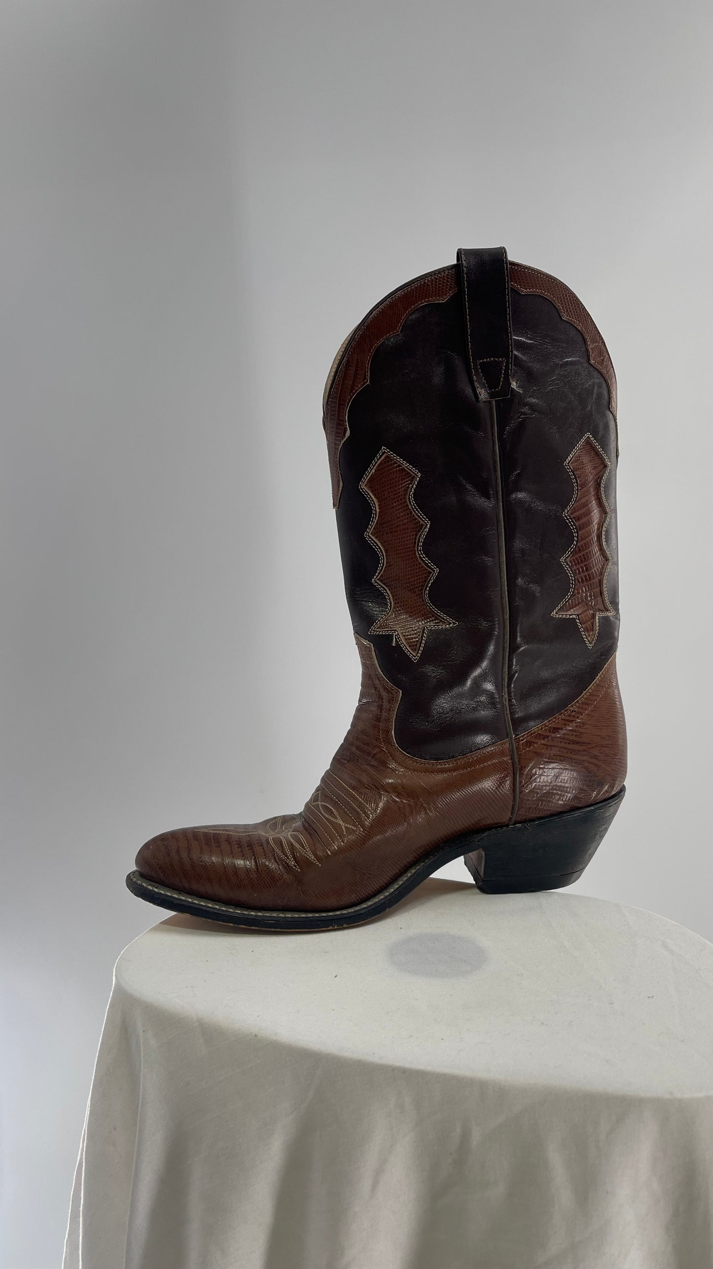 Vintage Brown Genuine Leather Cowboy Boots (8.5/9)