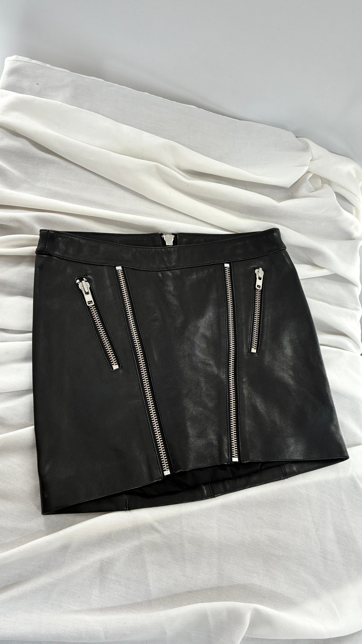 MASON 100% Lambskin Leather Skirt with Zipper Details (0)