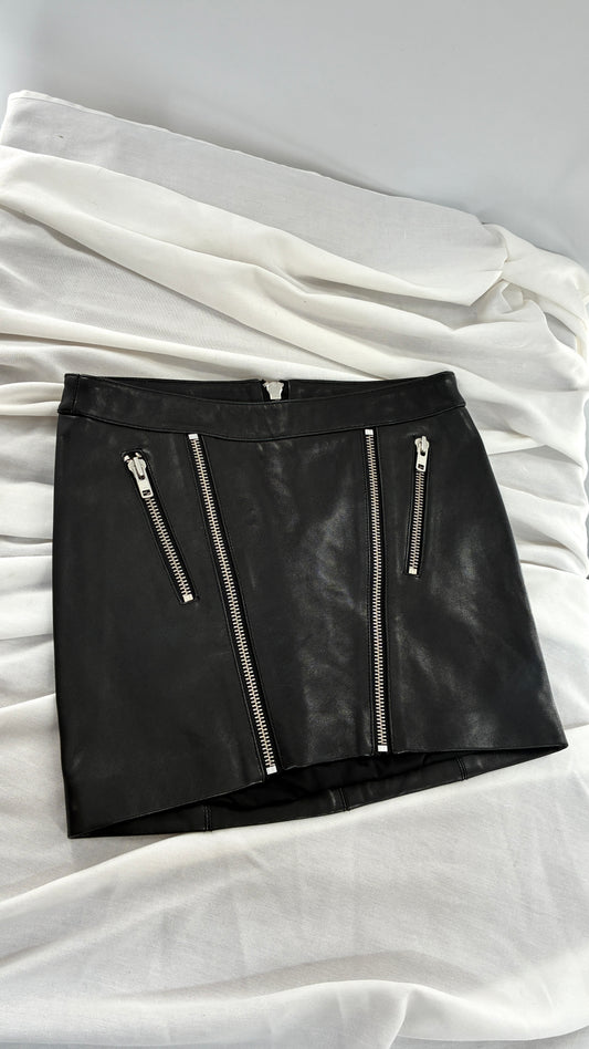 MASON 100% Lambskin Leather Skirt with Zipper Details (0)
