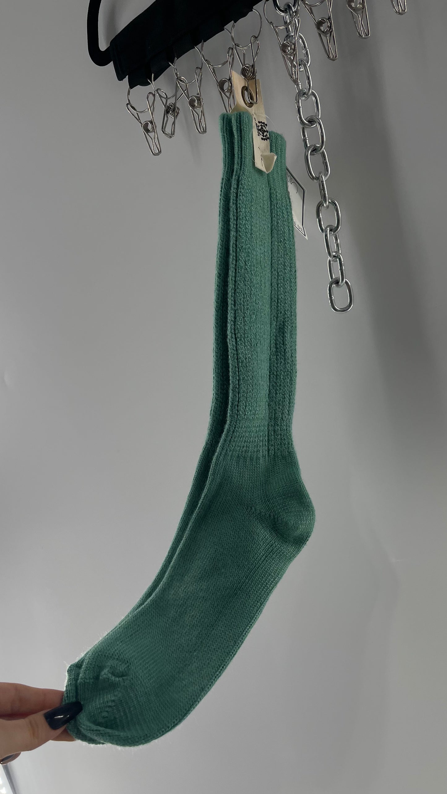 Free People Kelly Green Knee High Knit Socks