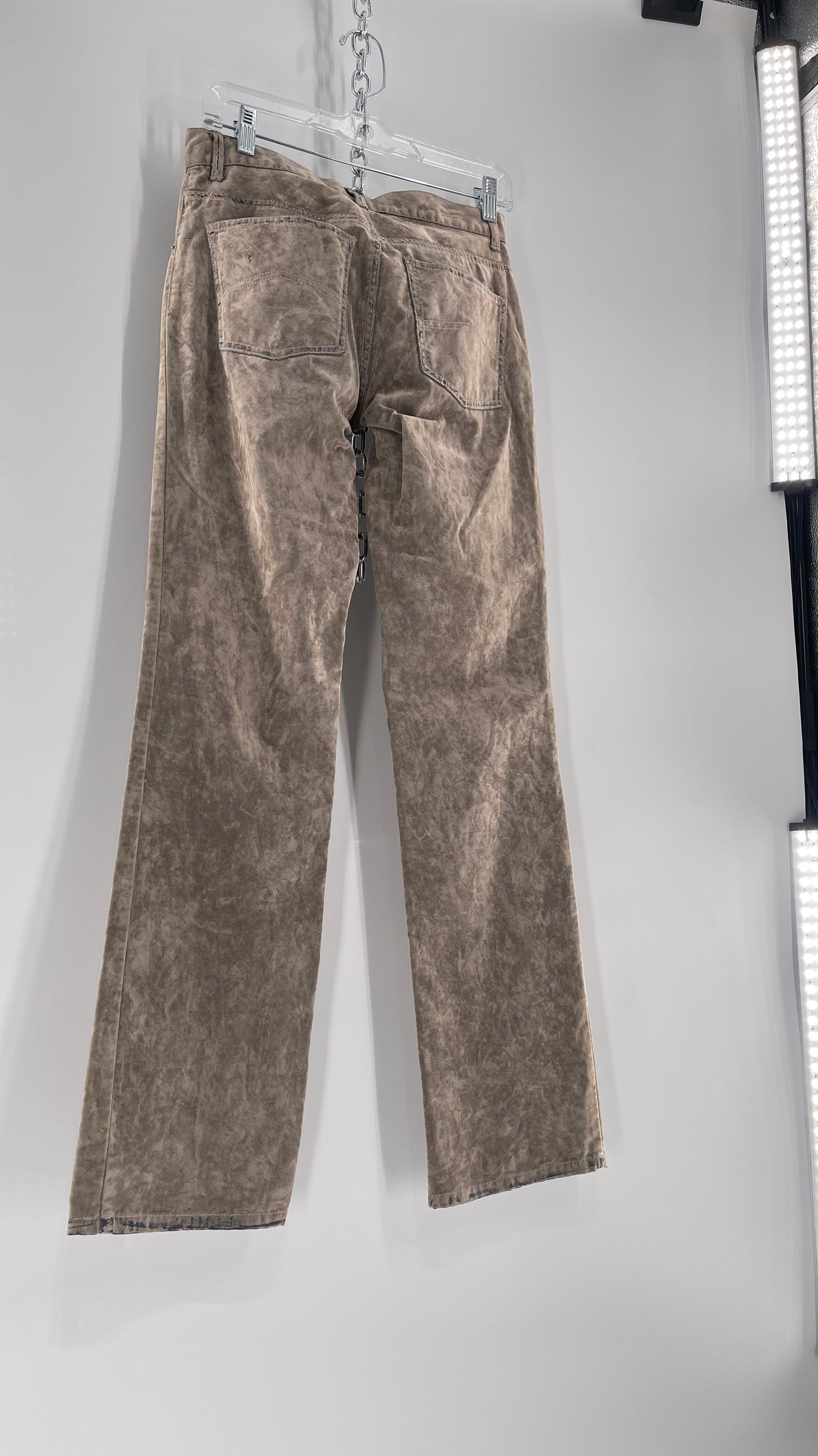Armani Exchange Grey Velour Straight Legs with Denim Seam Details (Size 4)