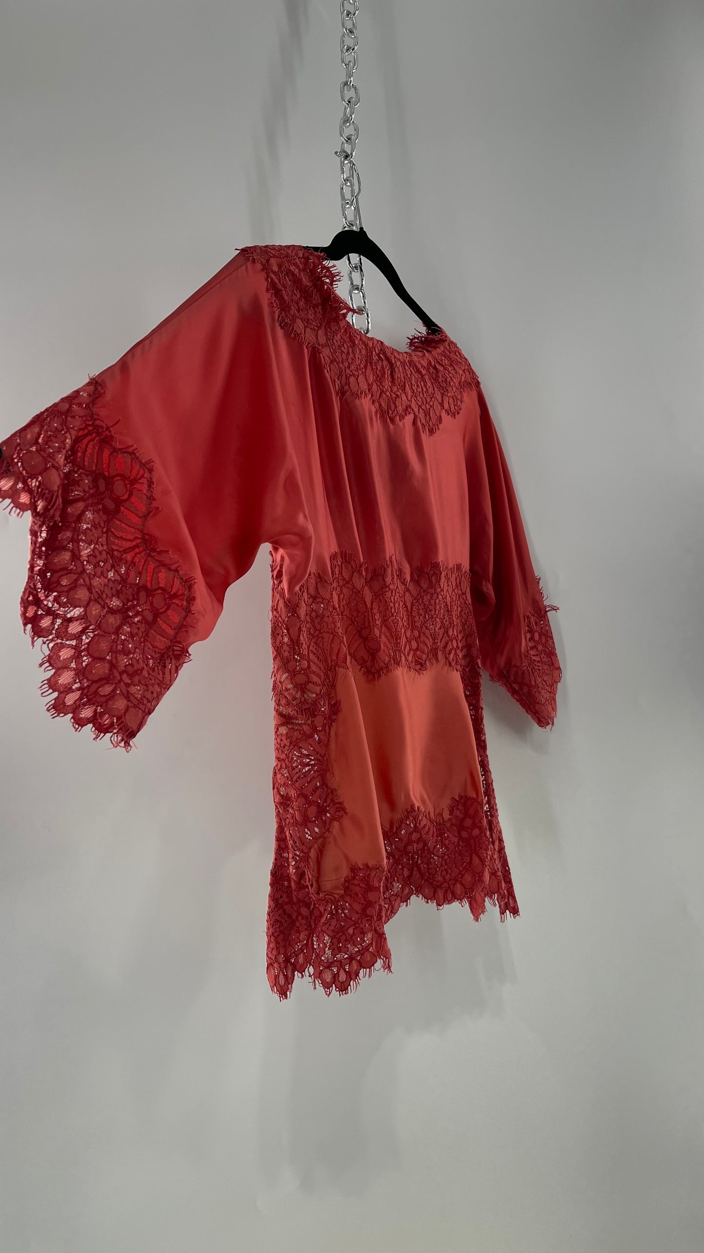 Moulinette Soeurs Vetements Silky Blouse with Thick Scalloped Lace Trim (XS)