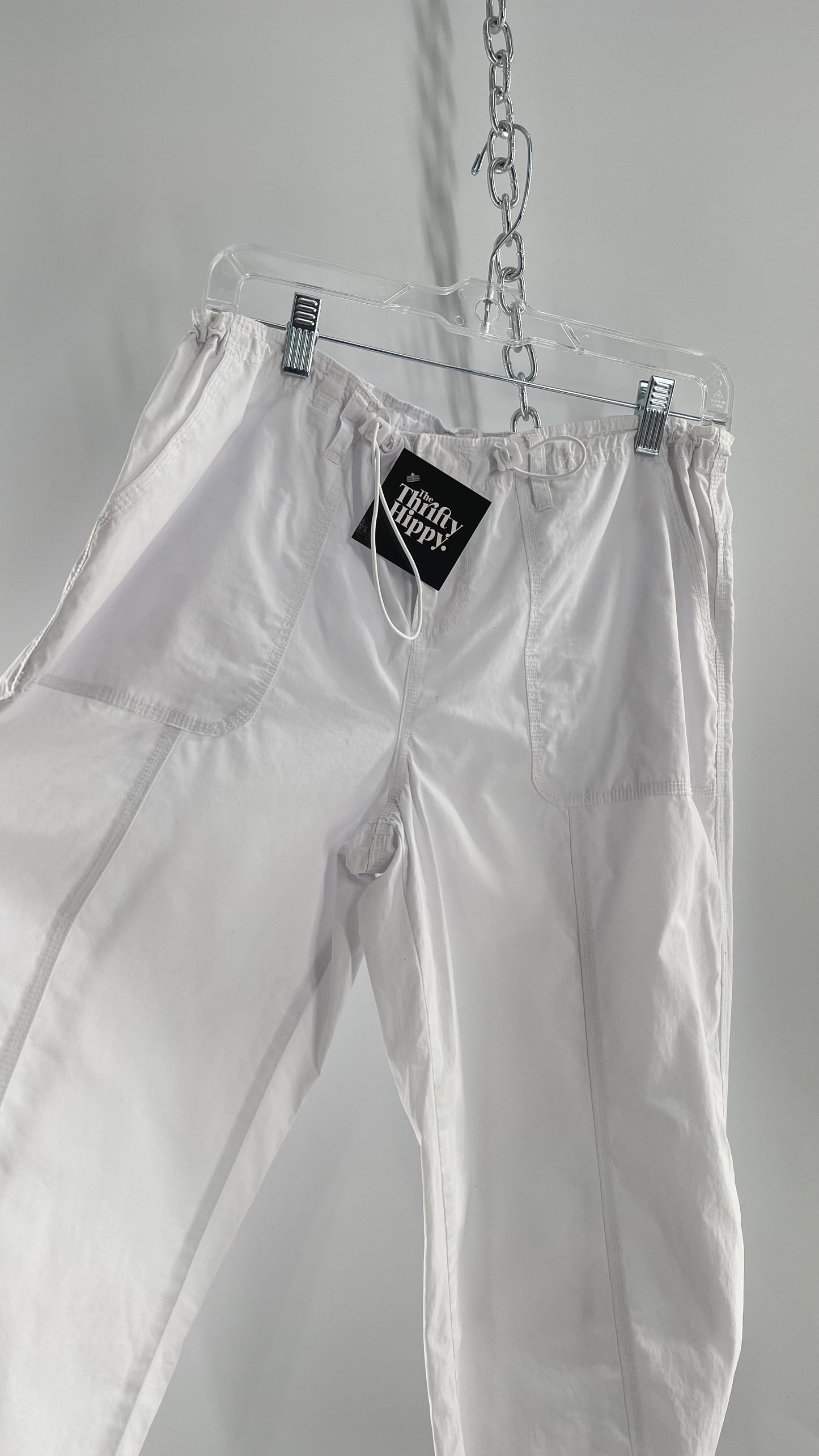 Urban Outfitters White Cropped Cargo Capri with Drawstring Waist and Single Back Pocket (S)