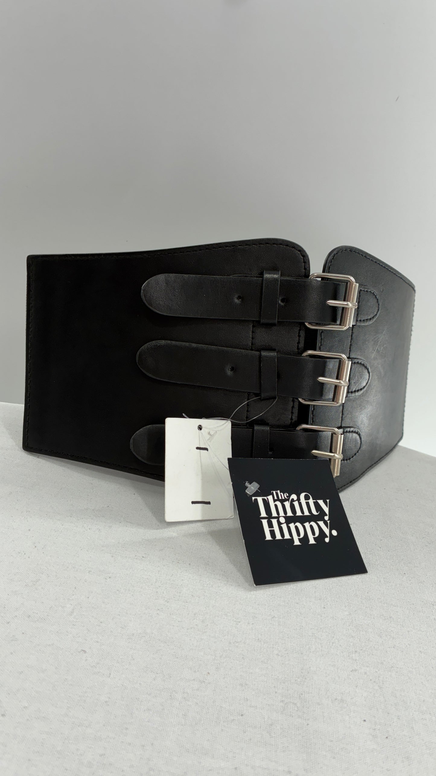 Urban Outfitters Black Corset Belt  with Many Buckles and Tags Attached (One Size)