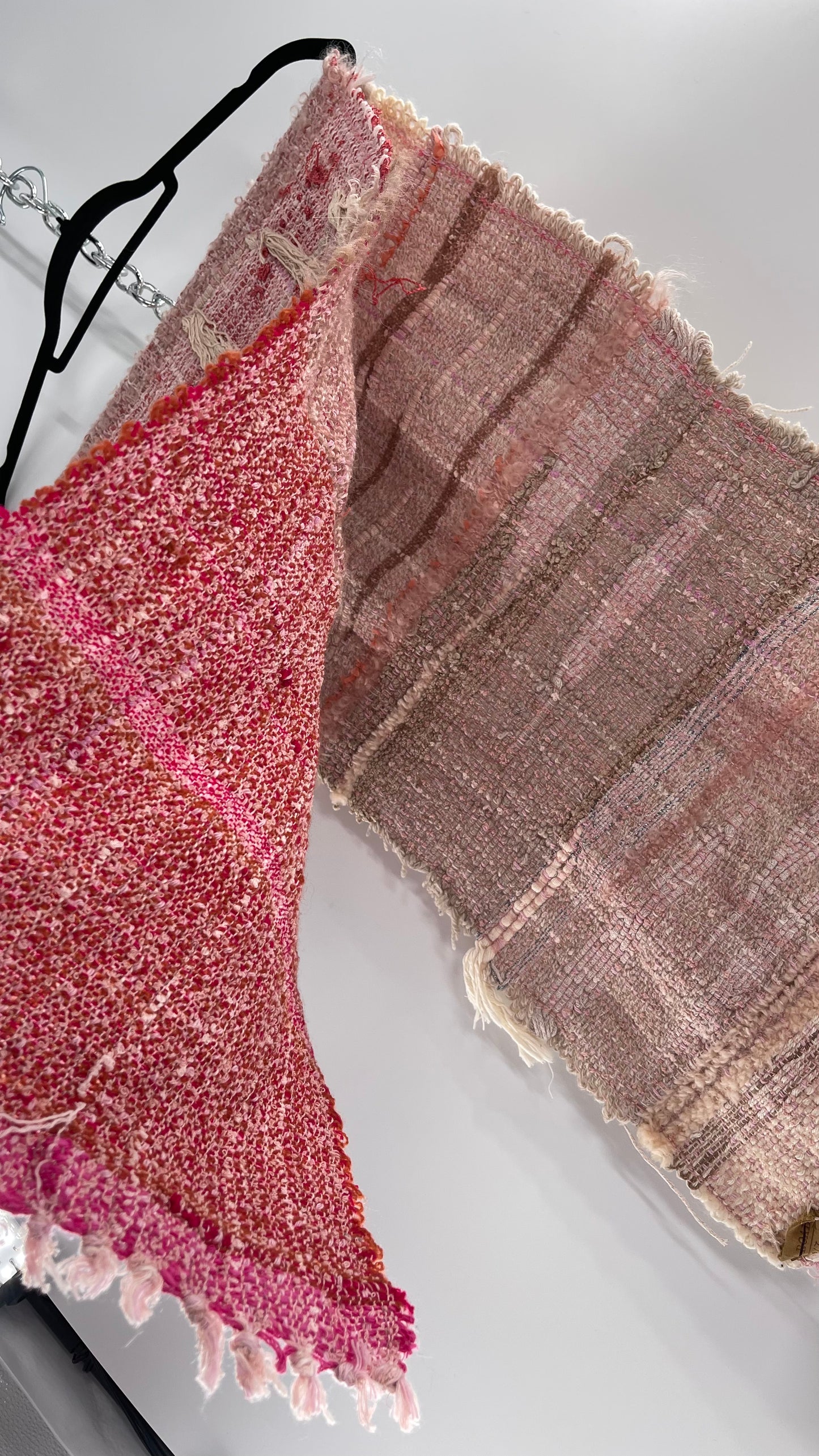 Anthropologie ALL ROADS Pink and Red Hand Knit Scarf