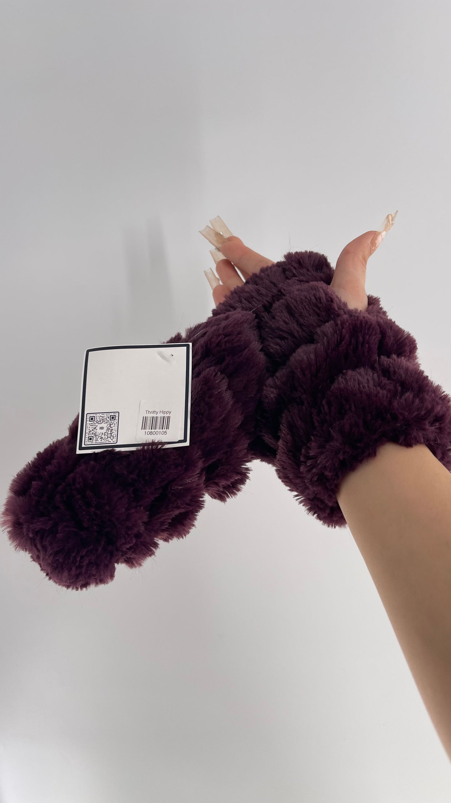 Free People Faux Fur Purple Bubble Fingerless Gloves