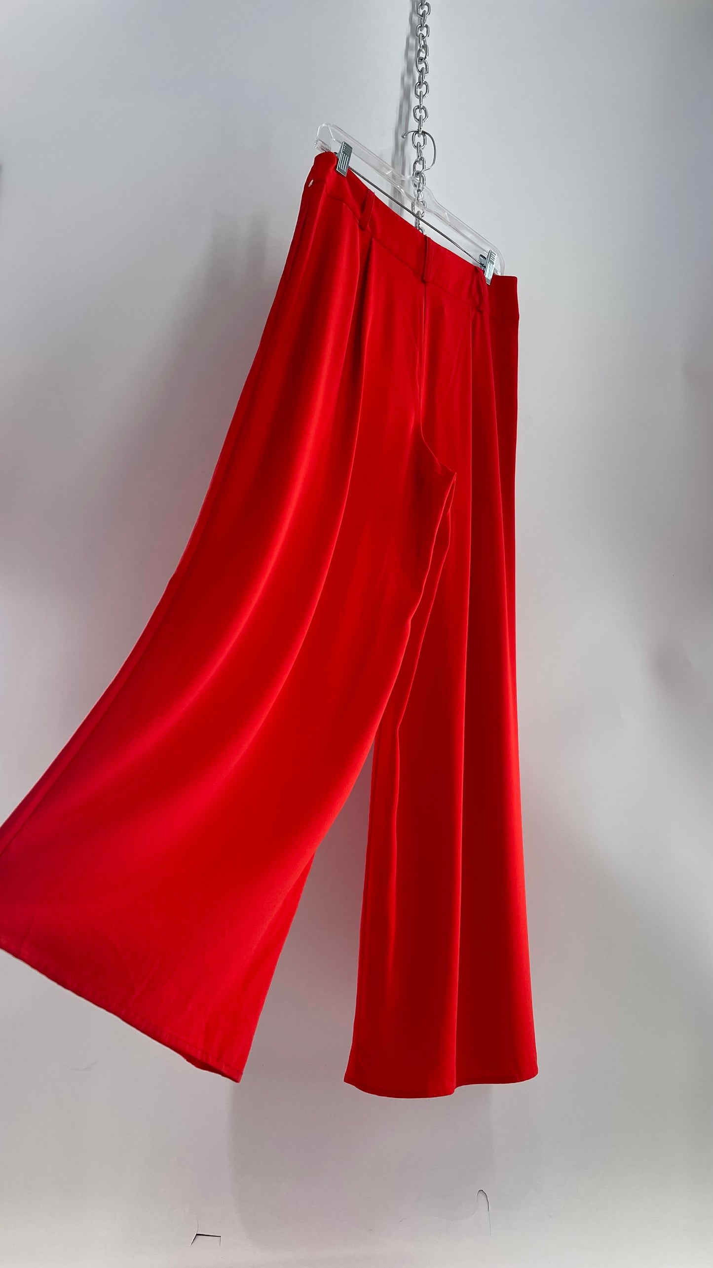 Flying Tomato Red Pleated Palazzo Wide Leg Trouser with Tags Attached (Large)