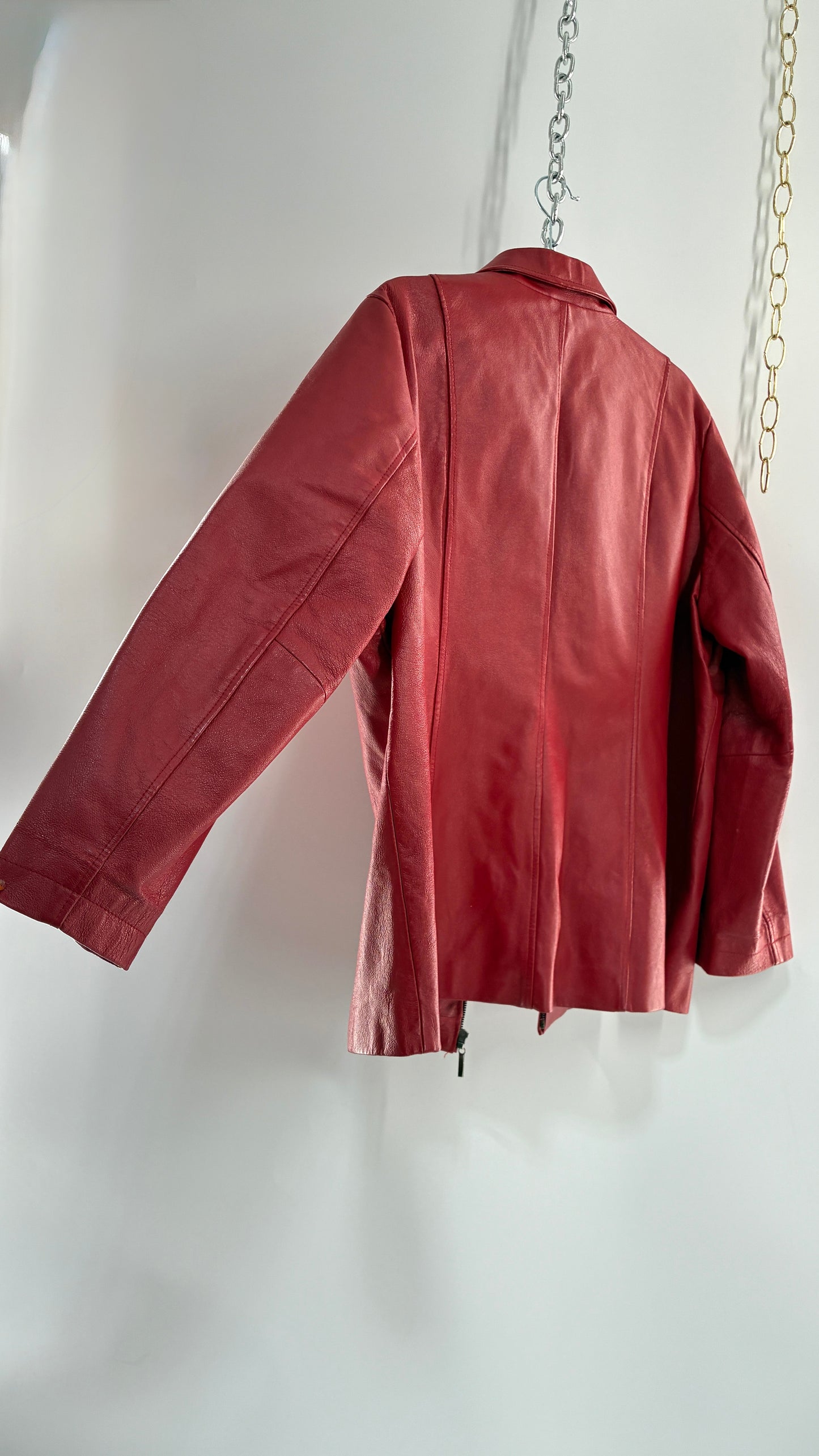 Vintage DIALOGUE Red Genuine Leather Jacket (XL/XXL)