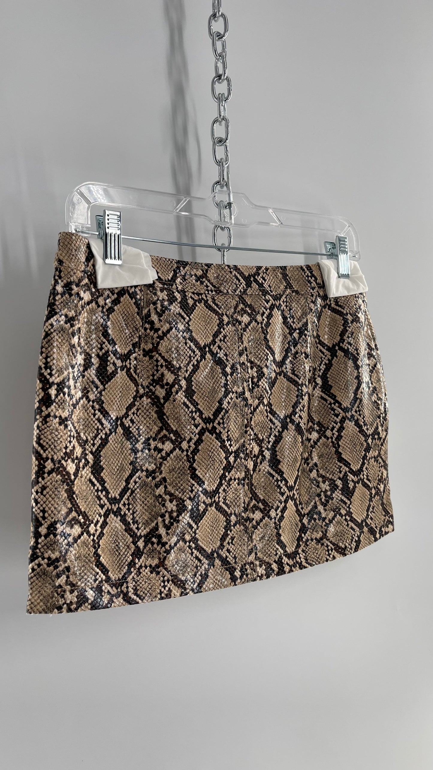 Free People Snake Skin Neutral Zip Front Mini Skirt(4)