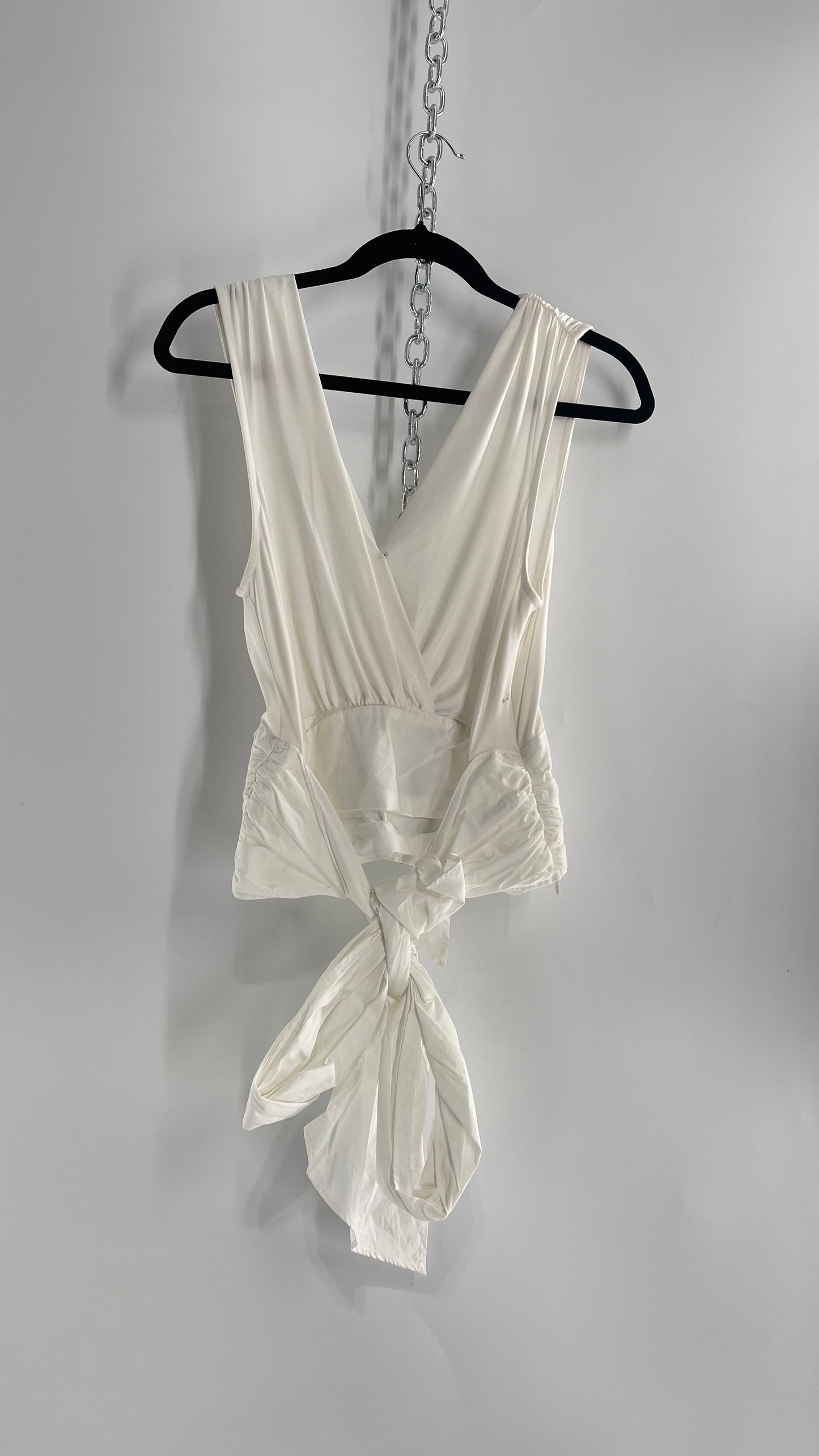 Sunday in Brooklyn Anthropologie White Wrap Around Tie Up Tank (Medium)