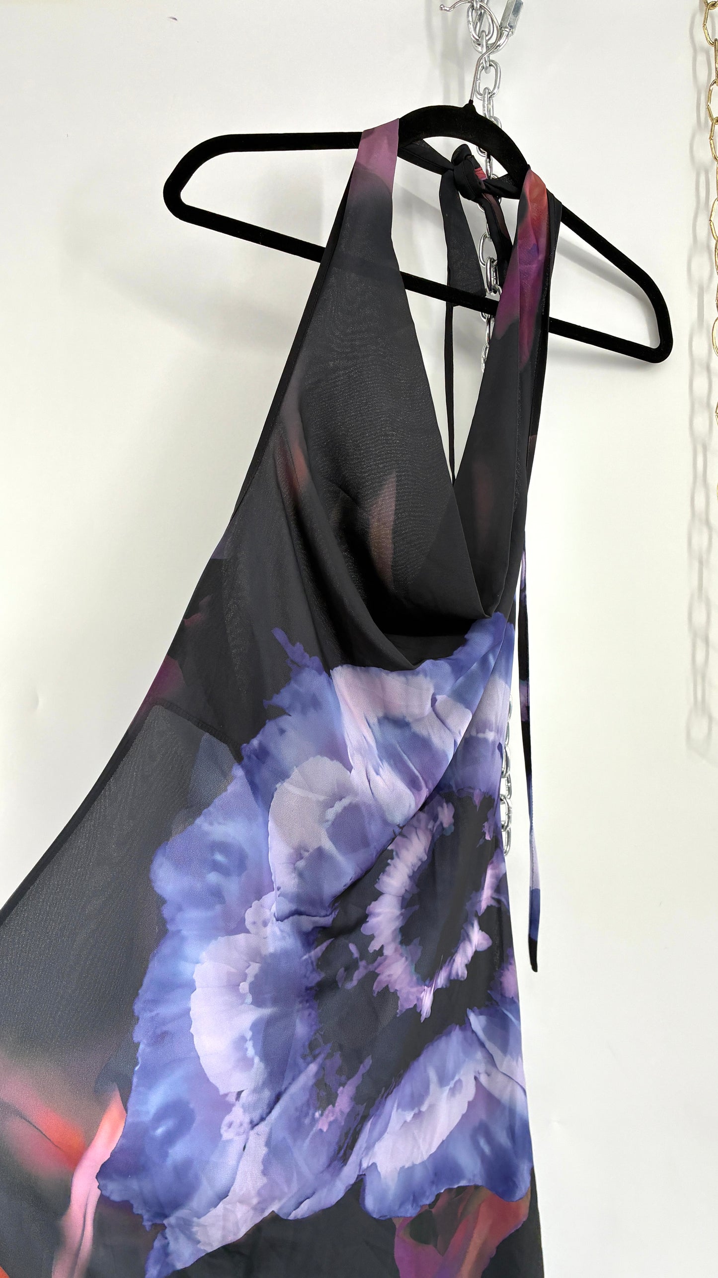 COMMENSE Halter Maxi Dress with Draped, Cowl Neck Design and Tags Attached (Small)