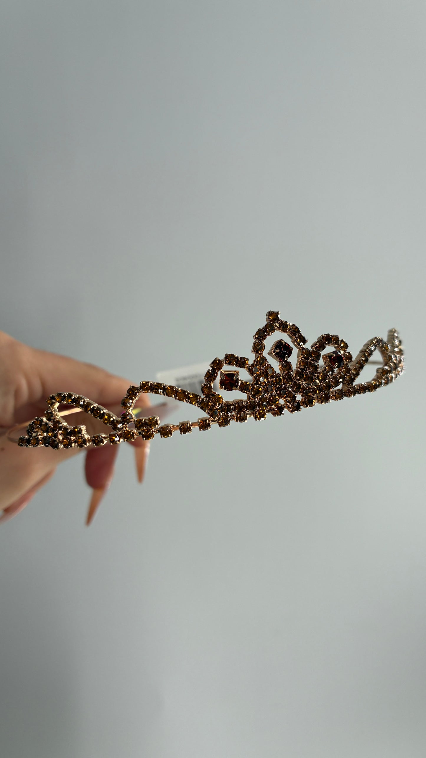 Free People Gold Burgundy Rhinestone Tiara Headband