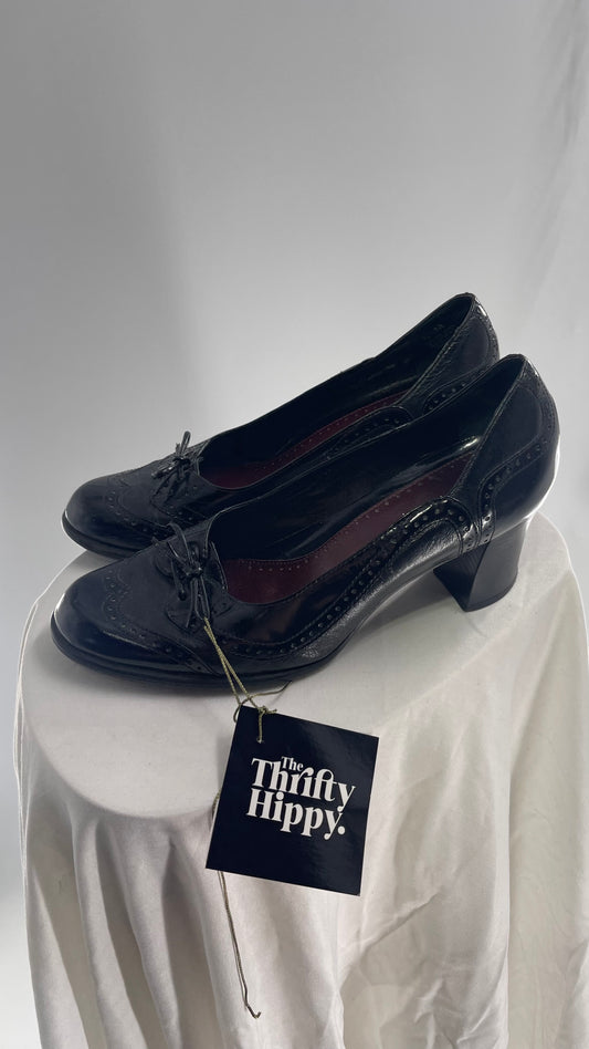 Nine West Black Leather Vintage Oxford Style Suit Heel (6.5)