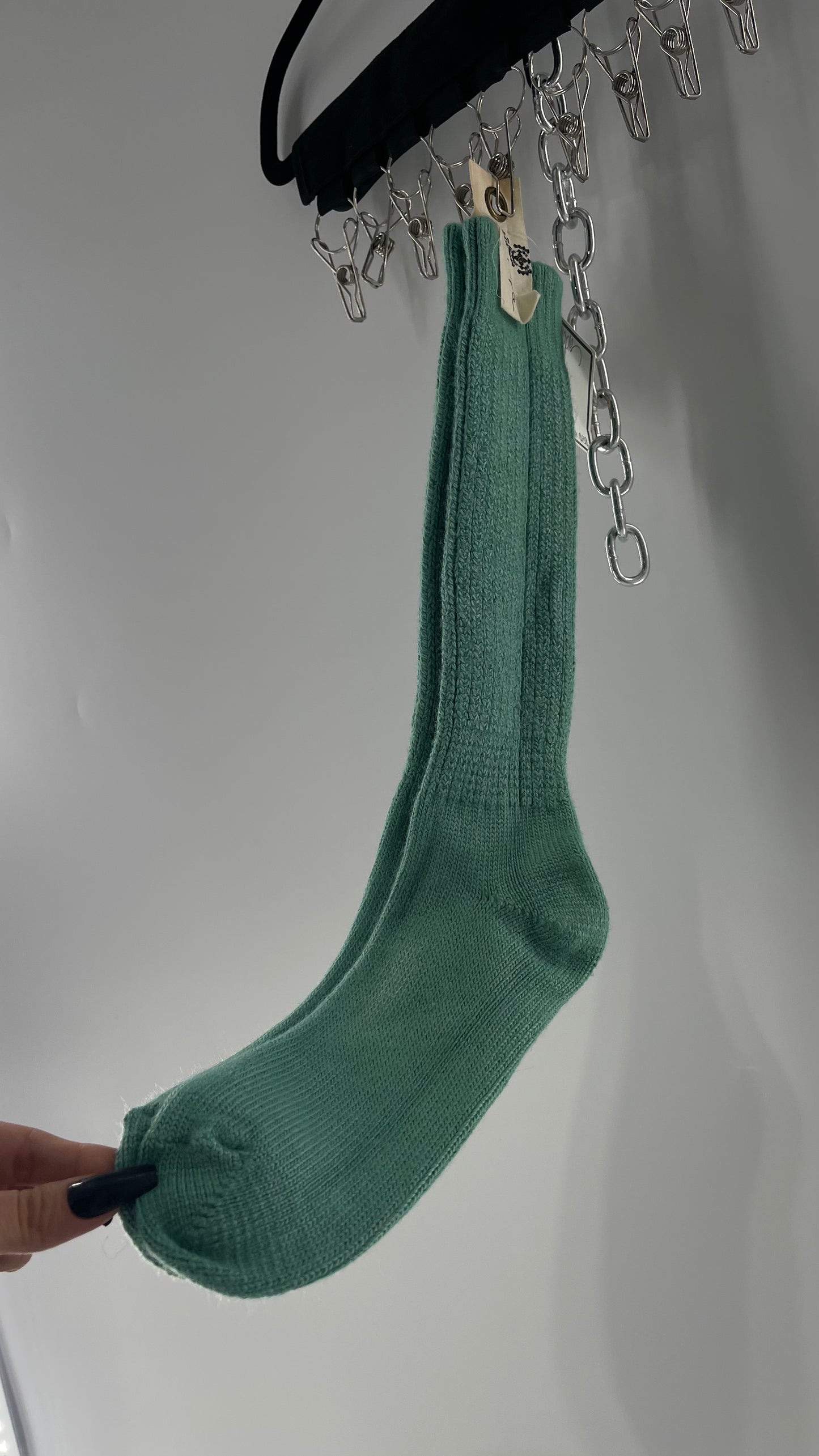 Free People Kelly Green Knee High Knit Socks