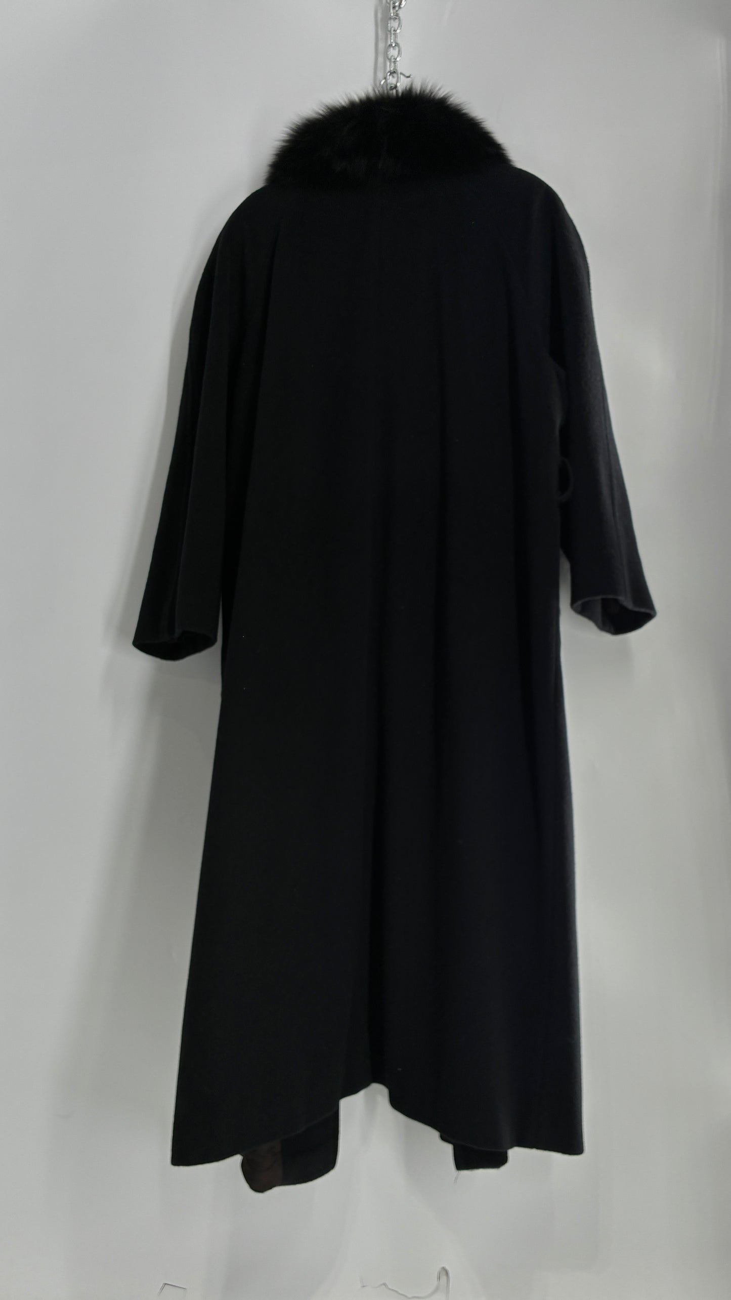 Jonathan Michael Black Full Coat with Genuine Fur Collar (C)(16)