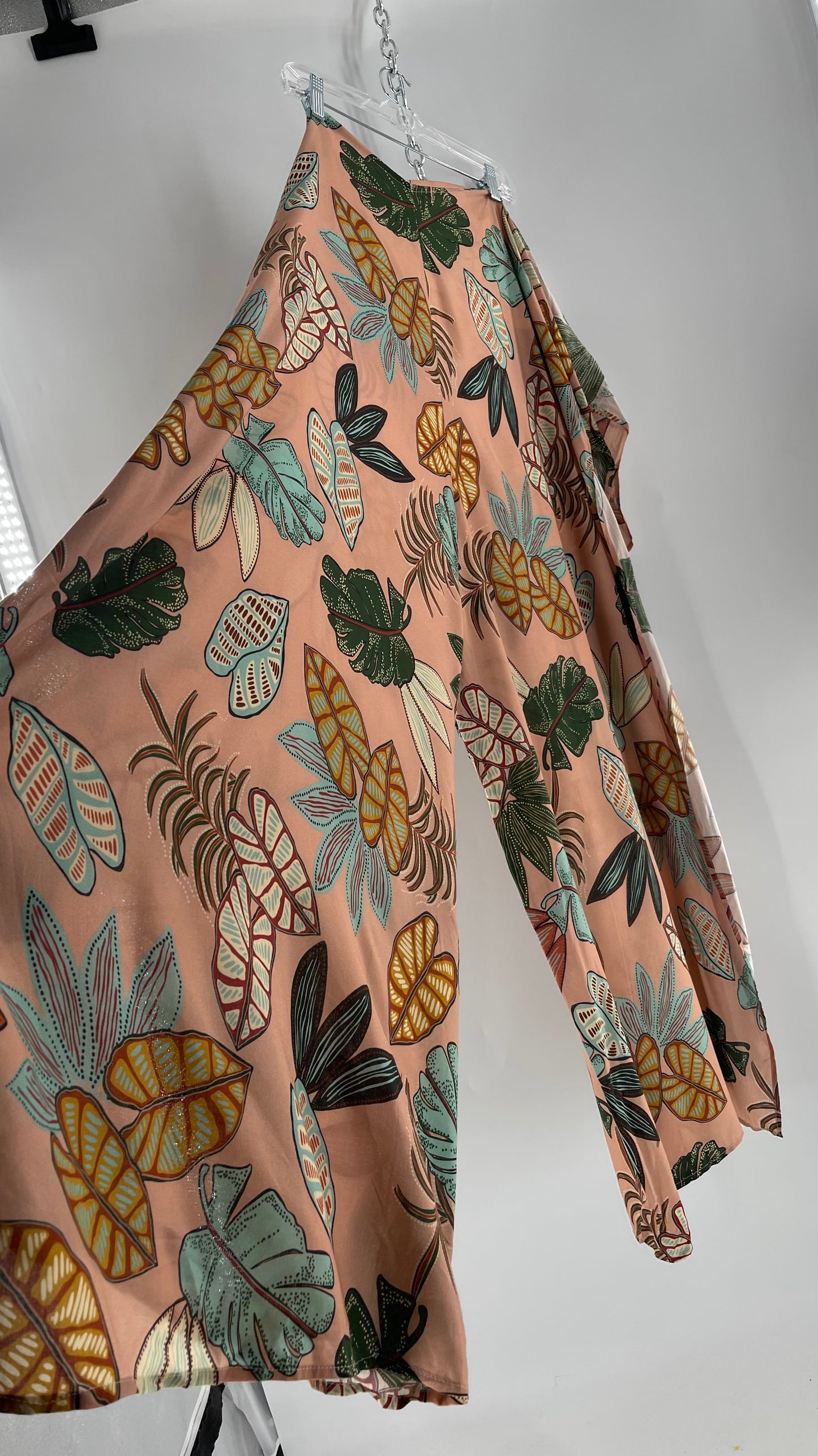 Handmade 9 in 1 Pink Jumpsuit Covered in Tropical Doodle Leaf Design (One Size) •AS SEEN ON TIKTOK•