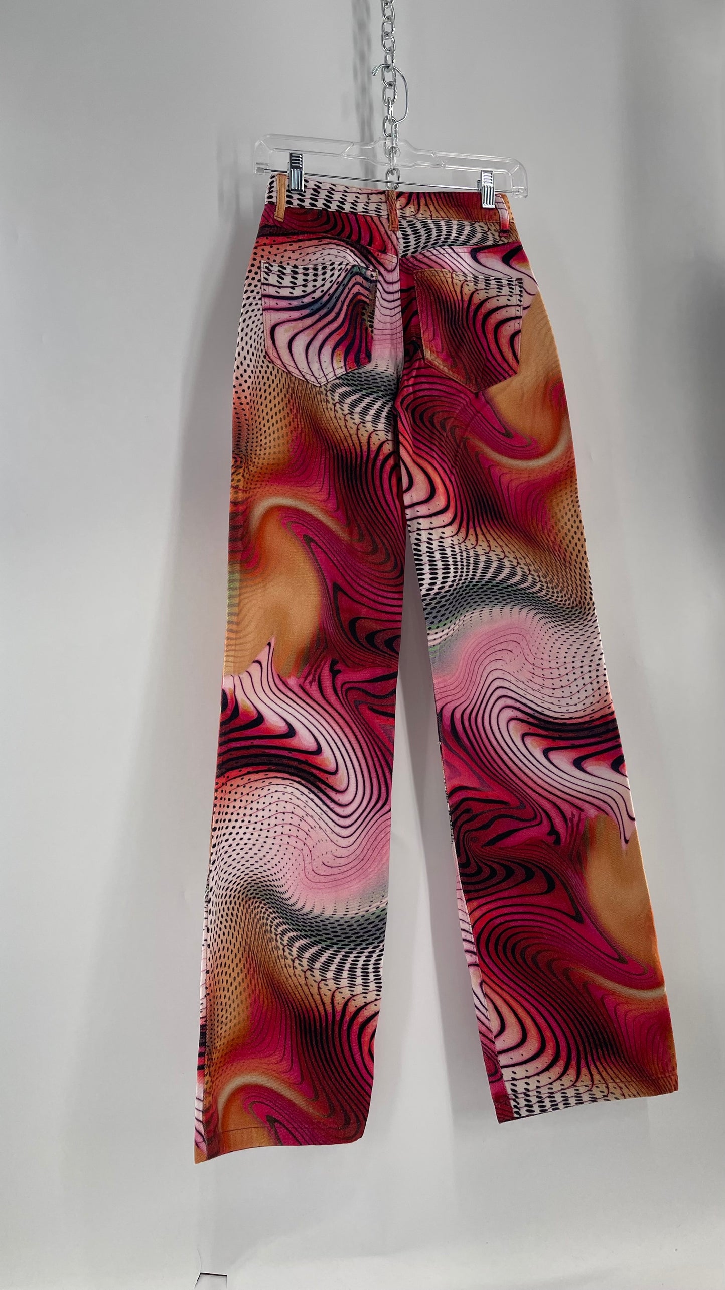 Jaded London Wavy Psychedelic Patterned Jeans Pink/Orange/Black (24)