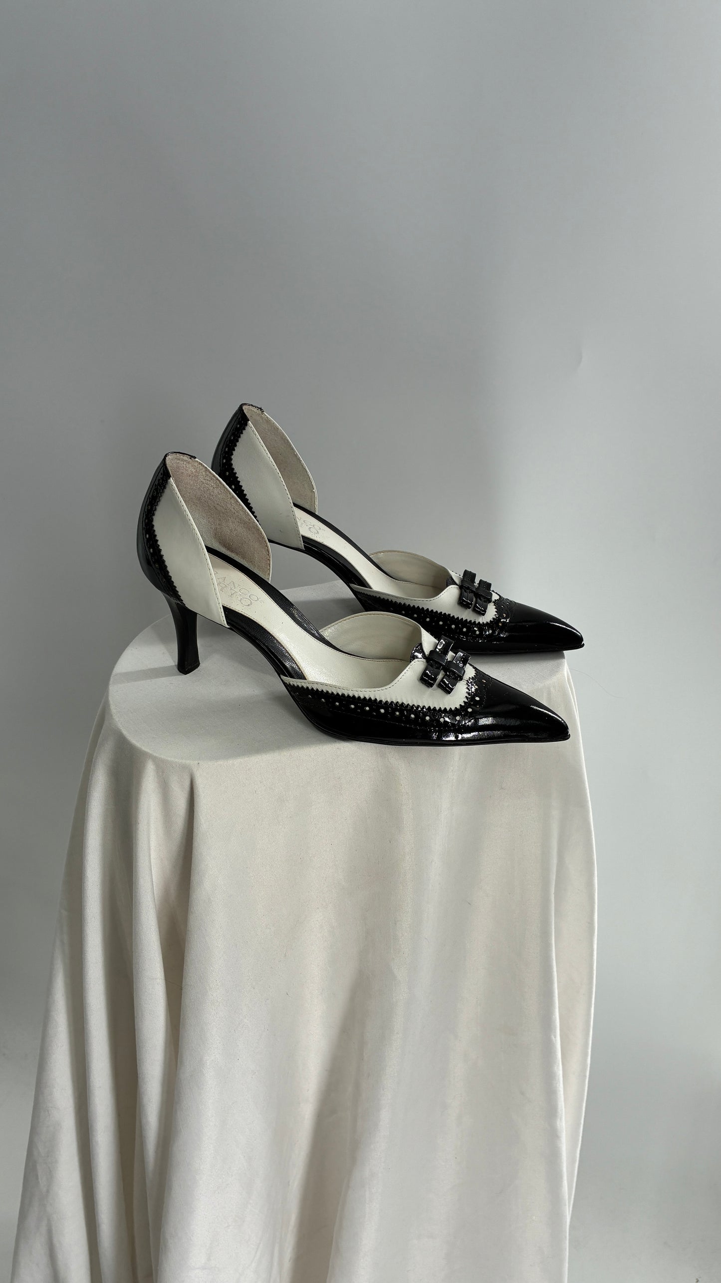 Vintage Franco Sarto Black and White Pointed Toe Tuxedo Heel (8)