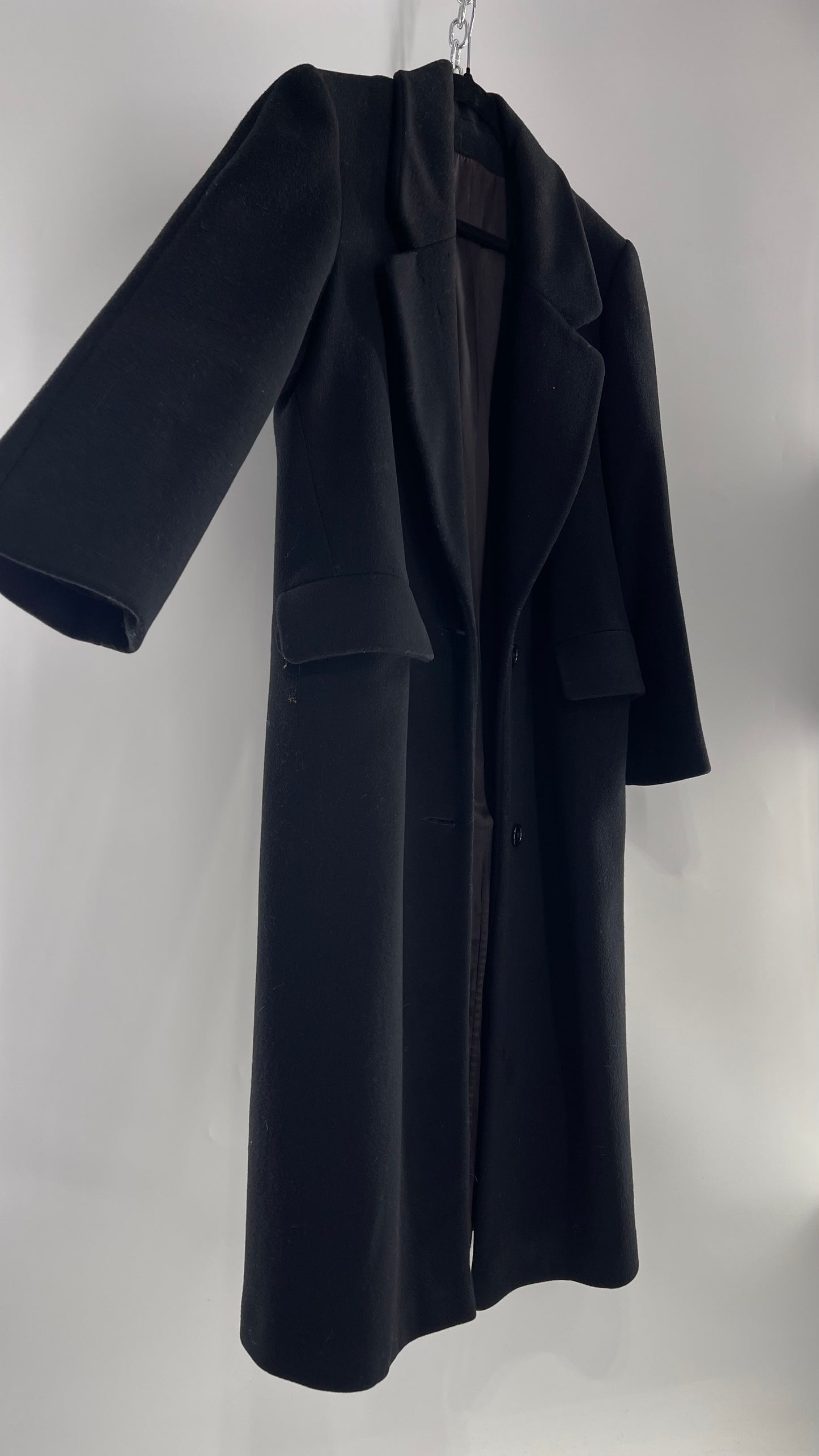 Vintage CENTRAL PARK NY 100% Wool Black Full Length Coat (M/L)