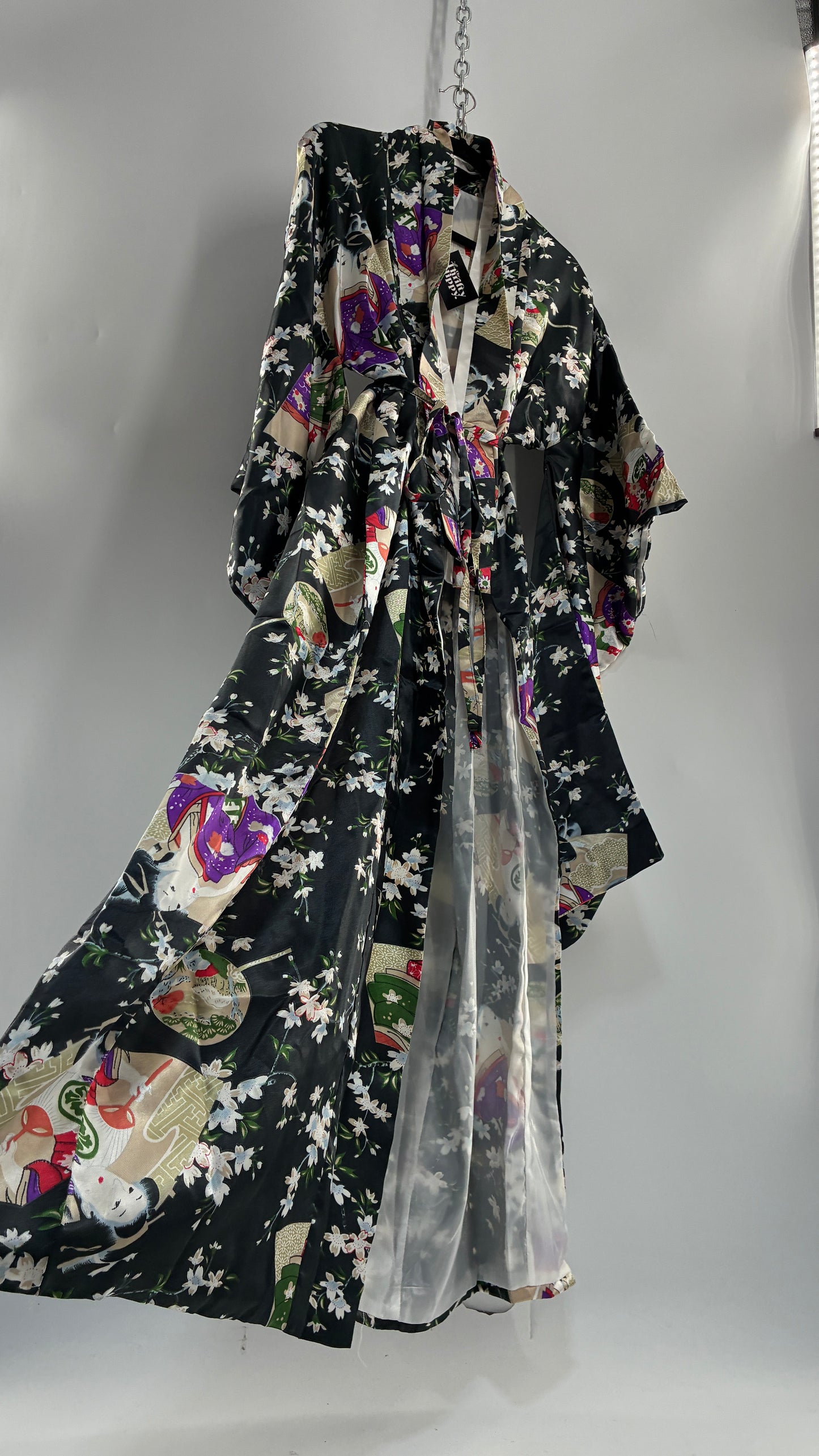 Deadstock Vintage Japanese Style Drape Sleeve Duster Robe/Kimono with Tags Attached (One Size)